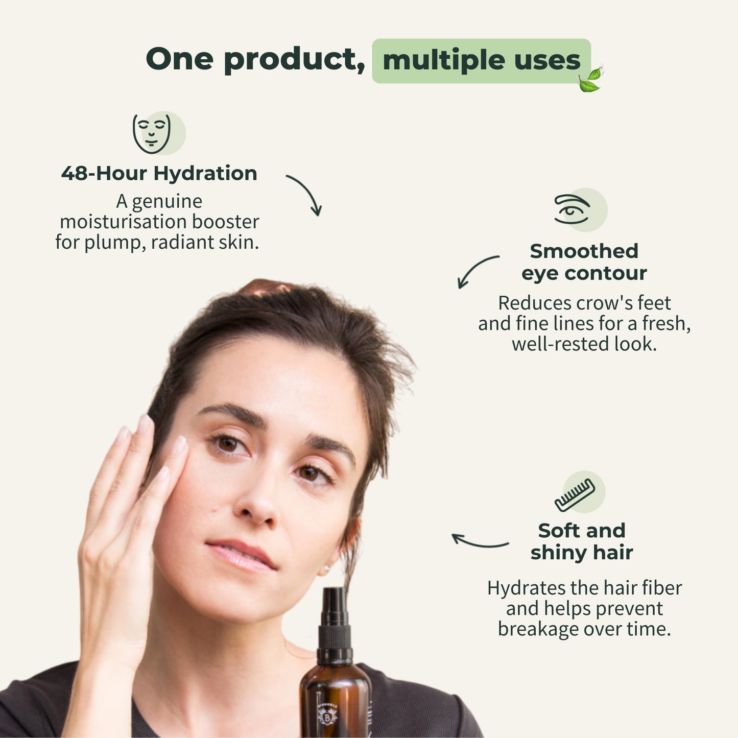 BIONOBLE Hyaluronic Acid Serum Certified Organic - Hydrating, Anti Wrinkle & Anti Aging with Aloe Vera - Vegan Face Serum for Women Mature Skin & All Skin Types - Glass Bottle + Pump - 30ml