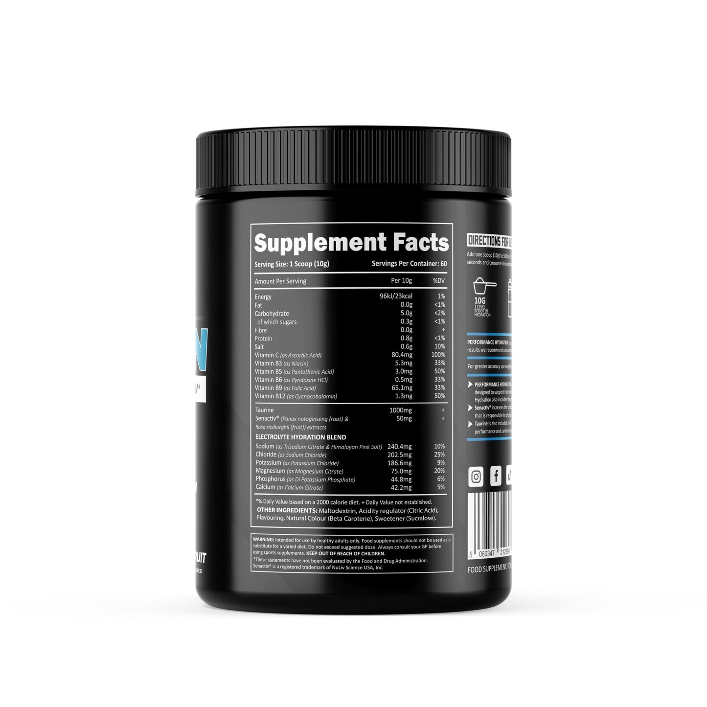 EFECTIV Performance Hydration - Electrolytes Powder 600g - Mango & Passionfruit - Premium Electrolyte Supplement with Added Senactiv & Taurine - Made in The UK - Vegan (60 Servings)