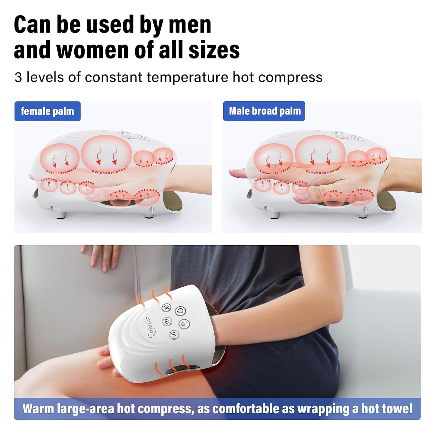 cotsoco Hand Massager for Arthritis and Carpal Tunnel with Heat and Compression, Gifts for Mom,Birthday Gifts for Women, White