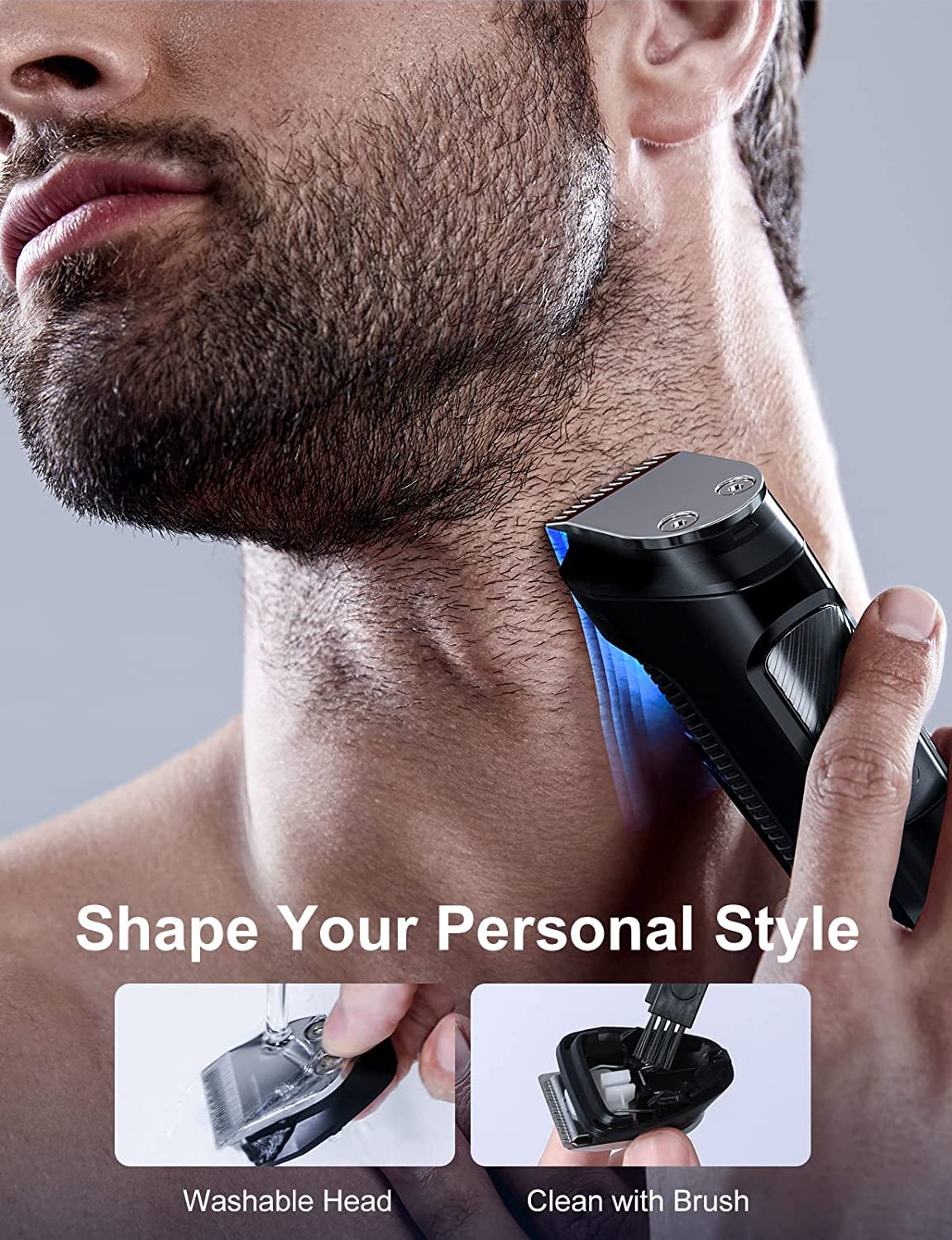 Beard Trimmer Hair Clippers Men, Nose & Ear Trimmer, 9-in-1 Body Groomer Men Kit, Cordless Rechargeable Hair Clippers with 7 Limit Combs, Stainless Steel Blades, 100% Waterproof Extra Long Life