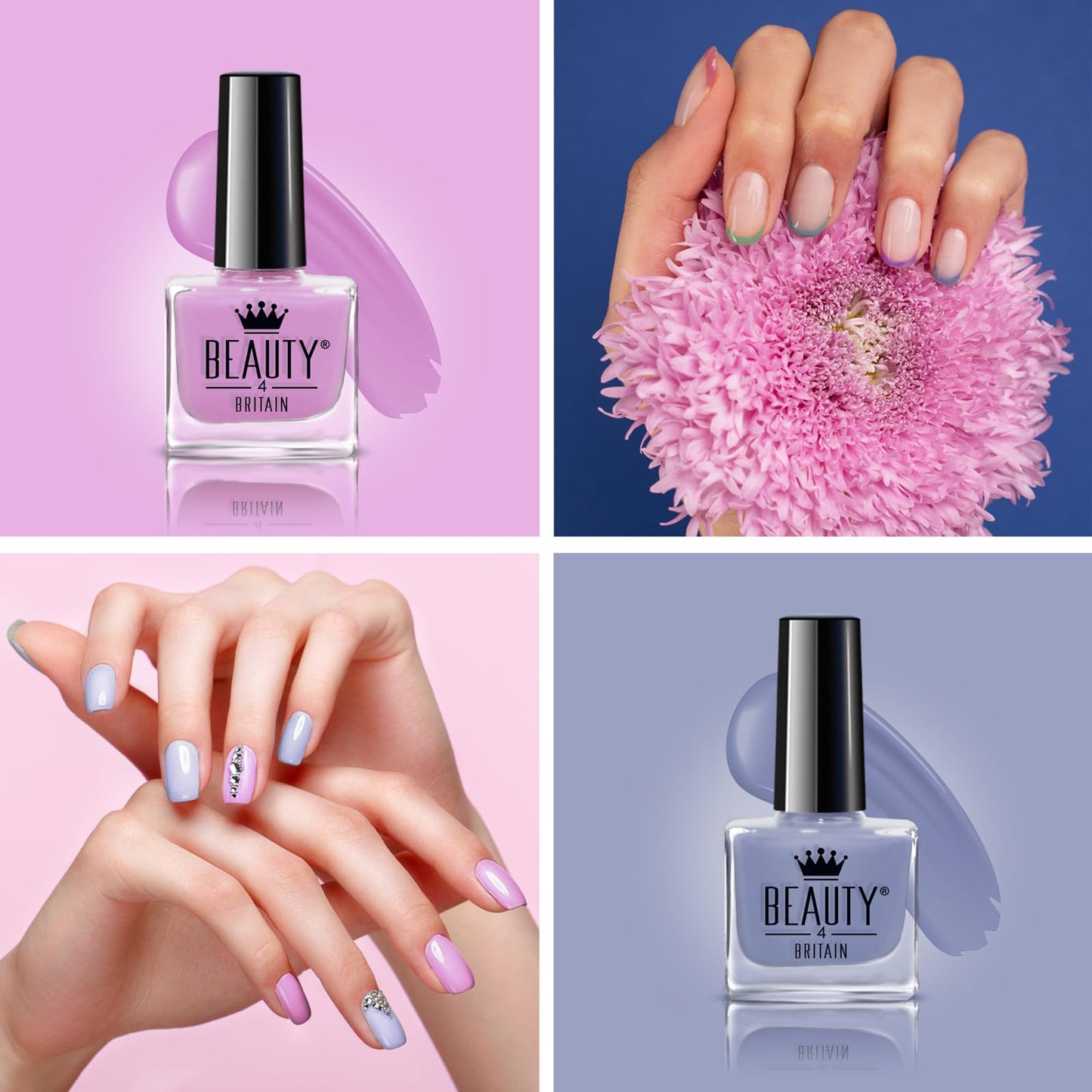 Beauty4Britain 6 x Pastel Nail Polish Set 6 Modern Colours Gift Box Nail Polish Set 10 ml Bottles