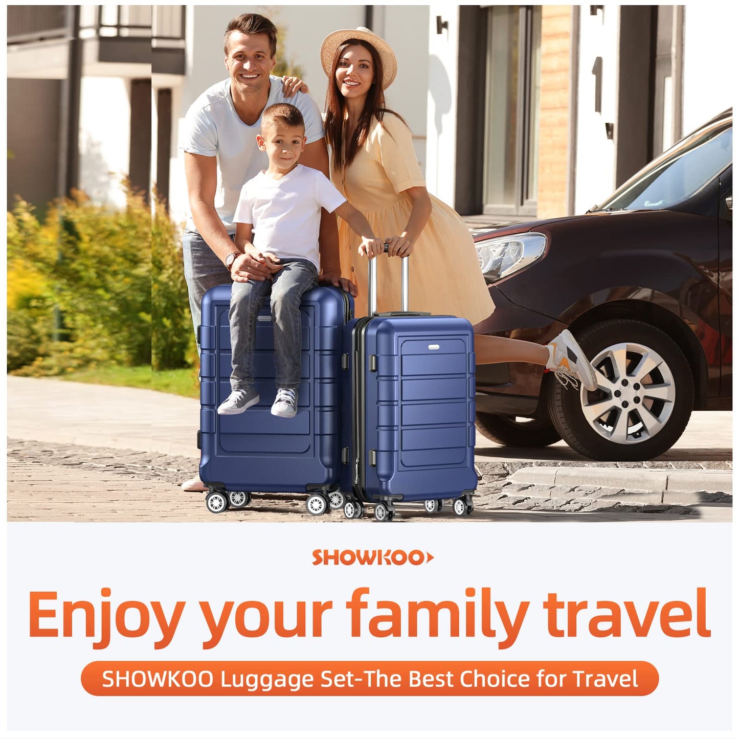 SHOWKOO Suitcase Large 28-Inch Expandable PC+ABS Hard Shell Travel Luggage Lightweight Durable High Capacity with Double Spinner Wheels TSA Lock, 28" Blue