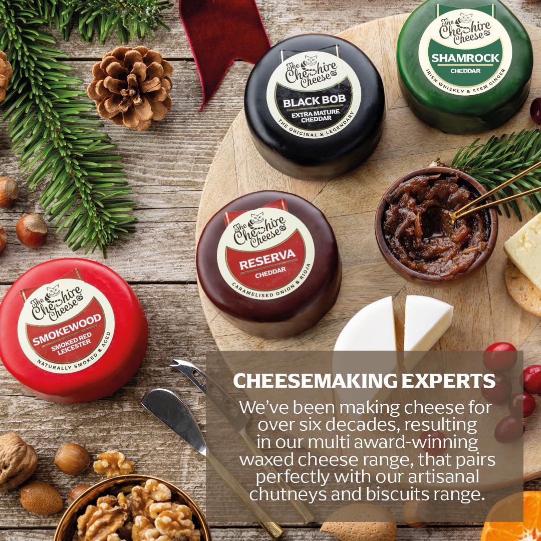 Cheshire Cheese Company | Duo of Cheese and Wine Gift Box – The Perfect Night In | Award Winning 2 Cheeses, 1 Biscuits & Red Wine Gift Set in Presentation Box | Luxury Food Hamper for Birthdays & more