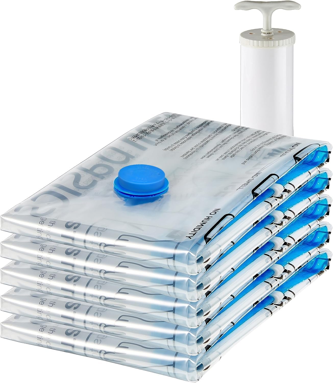 Amazon Basics Vacuum Compression Storage Bags Large 5-Pack with Hand Pump