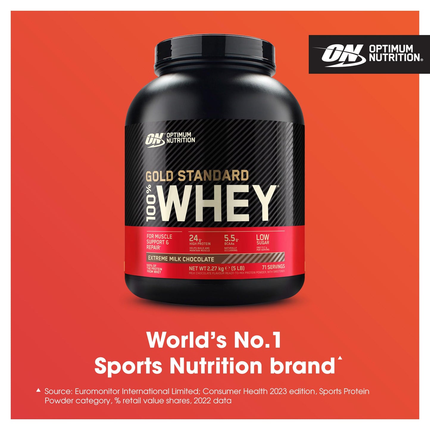 Optimum Nutrition Gold Standard Whey Muscle Building and Recovery Protein Powder With Naturally Occurring Glutamine and Amino Acids, Extreme Milk Chocolate, 71 Servings, 2.27kg, Packaging May Vary