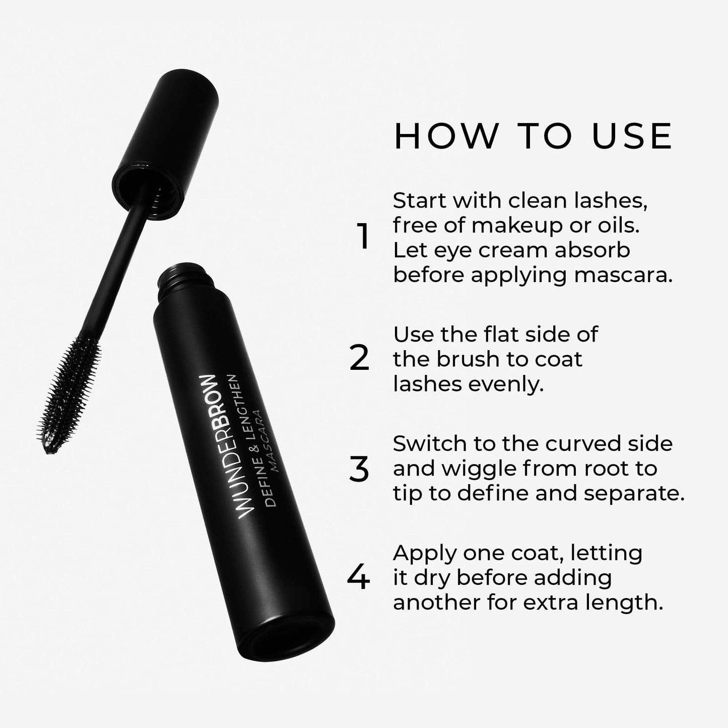 Wunderbrow Define & Lengthen Mascara, Long-lasting, Water-resistant and Smudgeproof, Vegan and Cruelty free