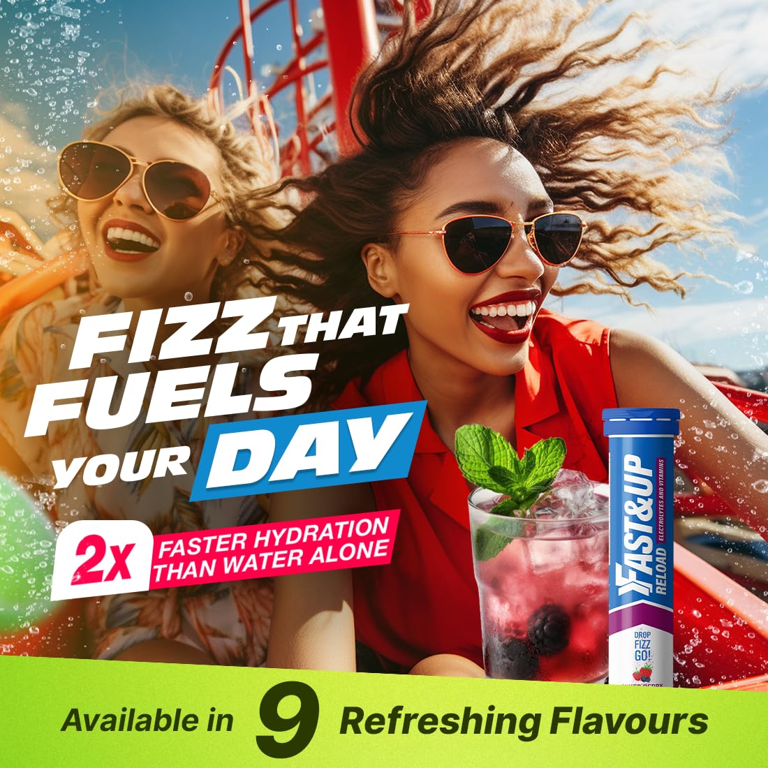 Fast&Up Reload – Mixed Berry Flavour – 80 Effervescent Tablets – Instant Electrolytes for Rapid Hydration & Energy - Added Vitamin C & B12 for Performance, Wellbeing, Travel & Recovery –Vegan