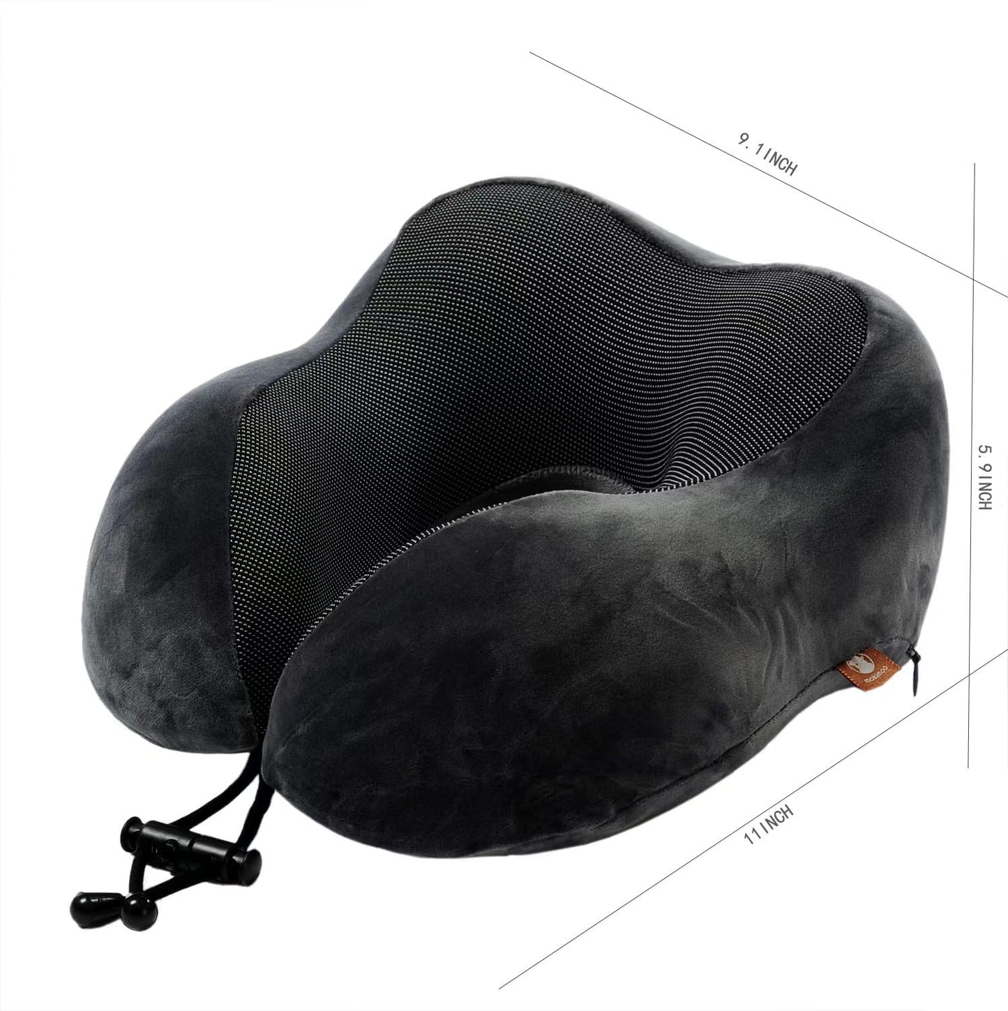 Makimoo Memory Foam Travel Pillow, Neck Pillow with 360-Degree Head Support, Comfortable and Lightweight, Ideal for Sleeping on Airplane, Car, Train, Bus and Home Use, Comes with Storage Bag (Grey)