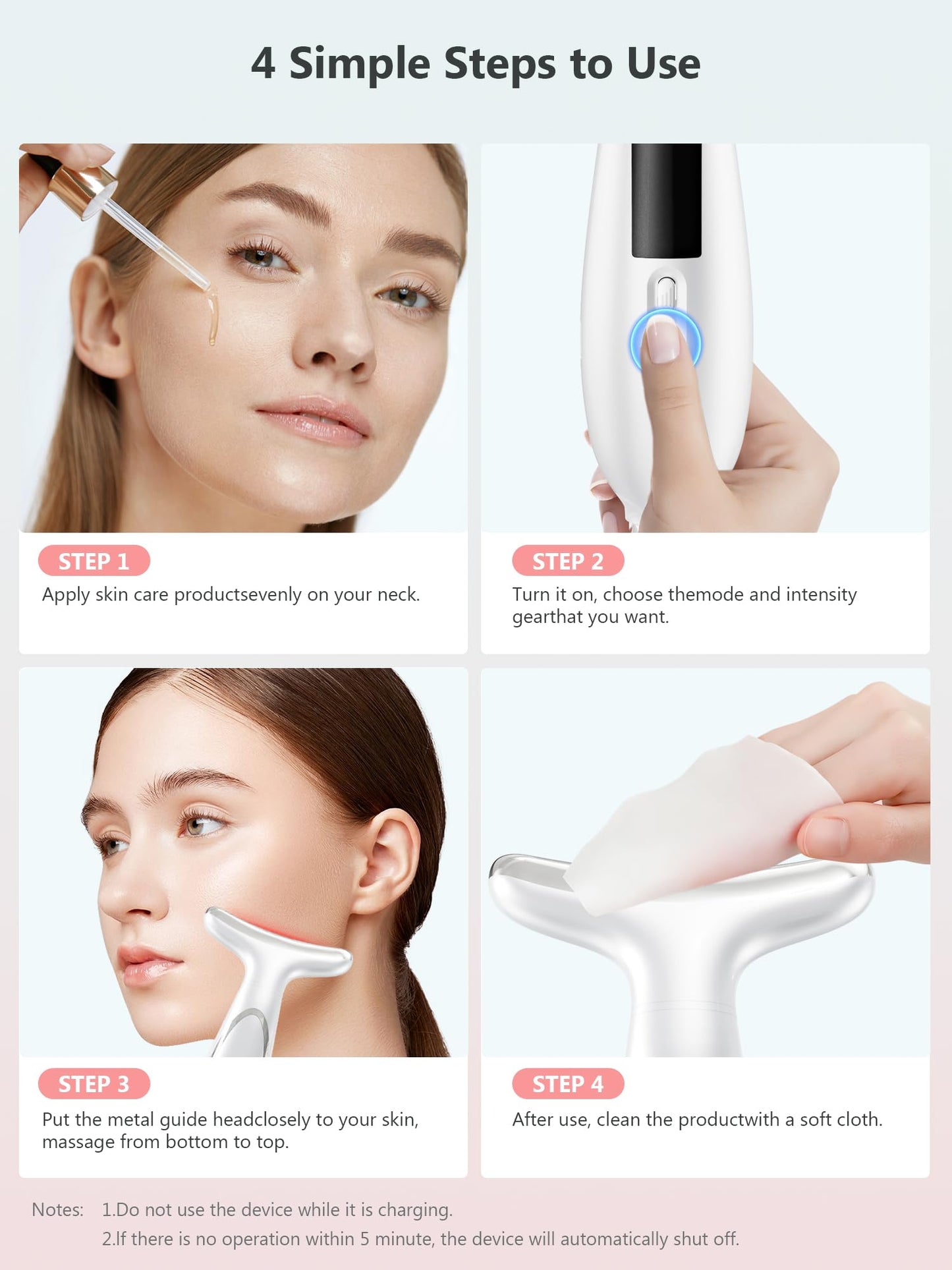 Face Lifting Device Facial Massager: Electric Skin Lift Neck Beauty Machine with 5°C Cooling Head - 45°C EMS Microcurrent Massage 6 Modes 4 LED- Face Sculpting Device Anti-Wrinkle Tightening Eye Body