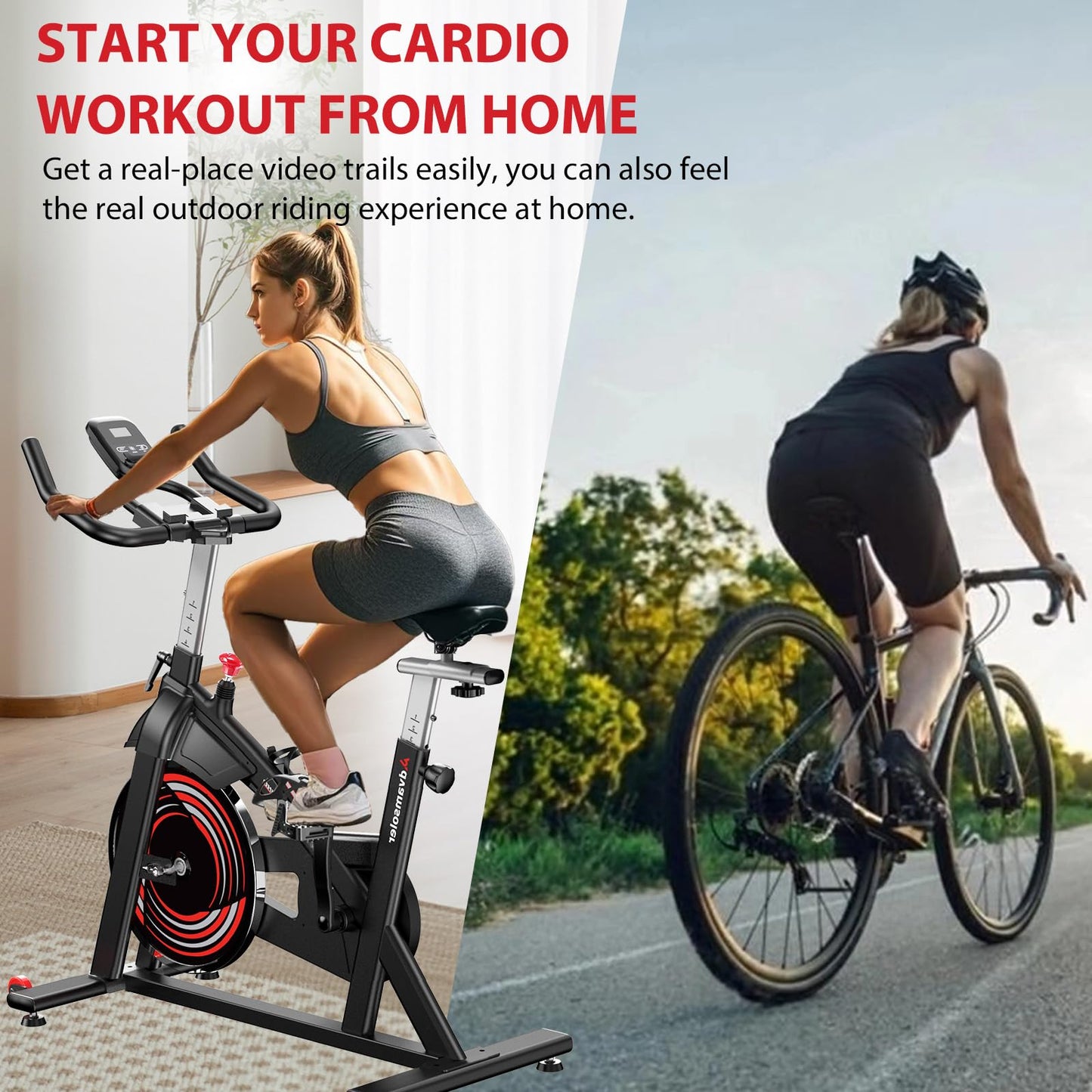 Advamsoler Exercise Bike for Home Gym Use, Indoor Cycling Spin Bike with LCD Display & Tablet Holder, Quiet Stationary Bike for Fitness Cardio Workout