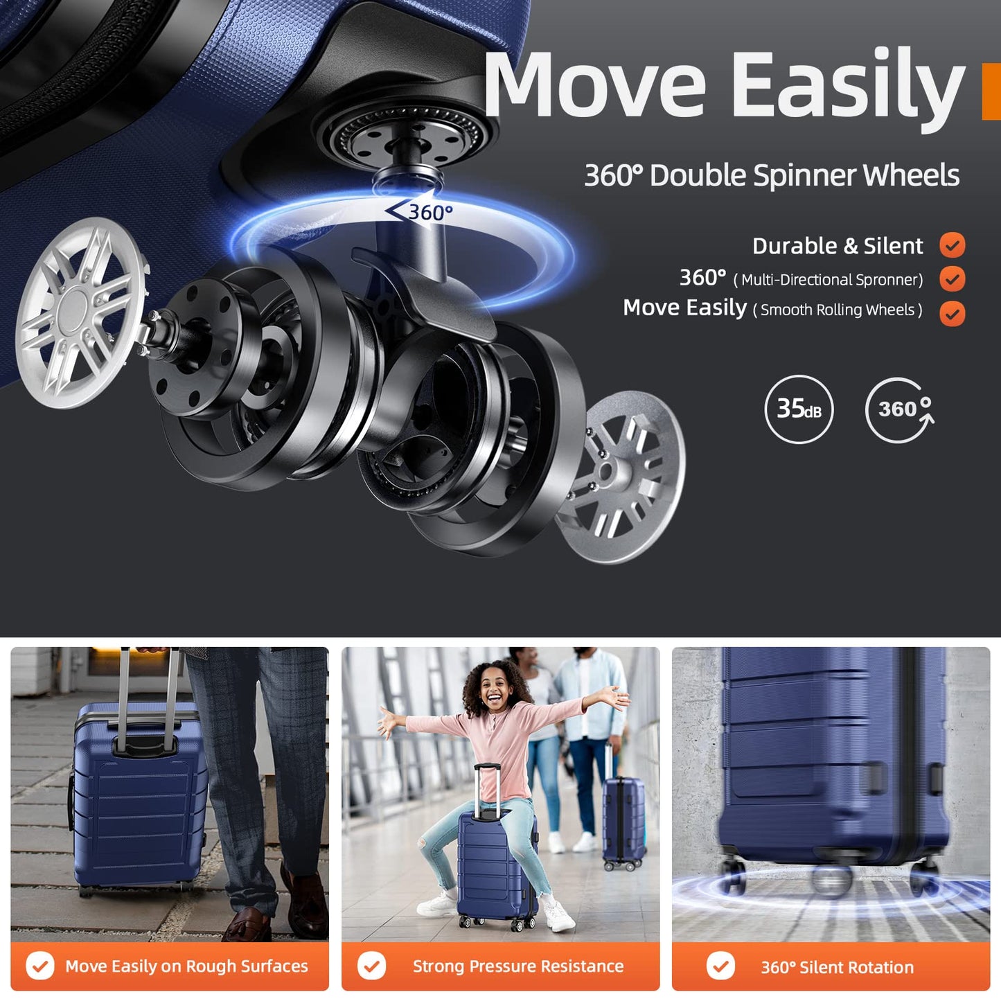 SHOWKOO Suitcase Large 28-Inch Expandable PC+ABS Hard Shell Travel Luggage Lightweight Durable High Capacity with Double Spinner Wheels TSA Lock, 28" Blue