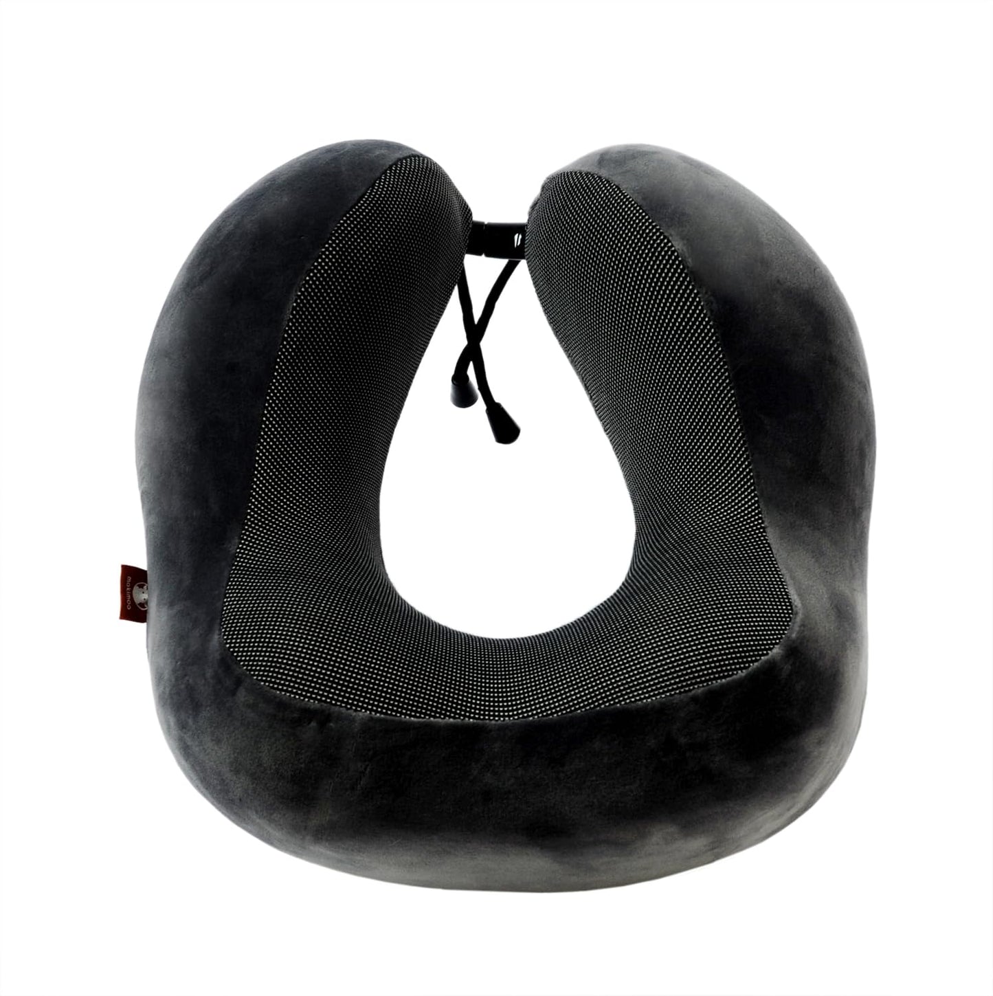 Makimoo Memory Foam Travel Pillow, Neck Pillow with 360-Degree Head Support, Comfortable and Lightweight, Ideal for Sleeping on Airplane, Car, Train, Bus and Home Use, Comes with Storage Bag (Grey)