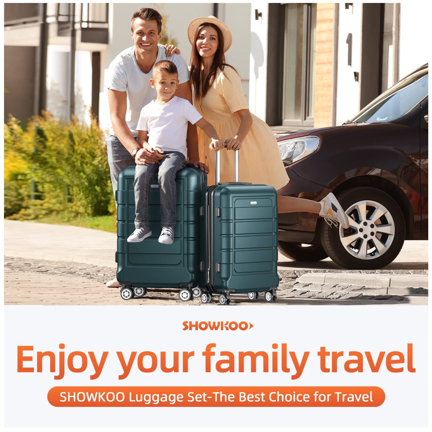 SHOWKOO Suitcase Large 28-Inch Expandable PC+ABS Hard Shell Travel Luggage Lightweight Durable High Capacity with Double Spinner Wheels TSA Lock, 28" Green