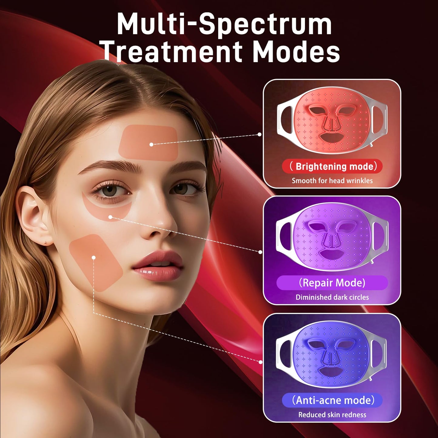 Lovsheme LED Face Mask - 3 Light Modes, Ultra-Soft Comfort, Precise wavelength, Professional Red Light Therapy Mask, LED Face Light Therapy Mask for Skin Rejuvenation, Anti-Aging & Acne Treatment