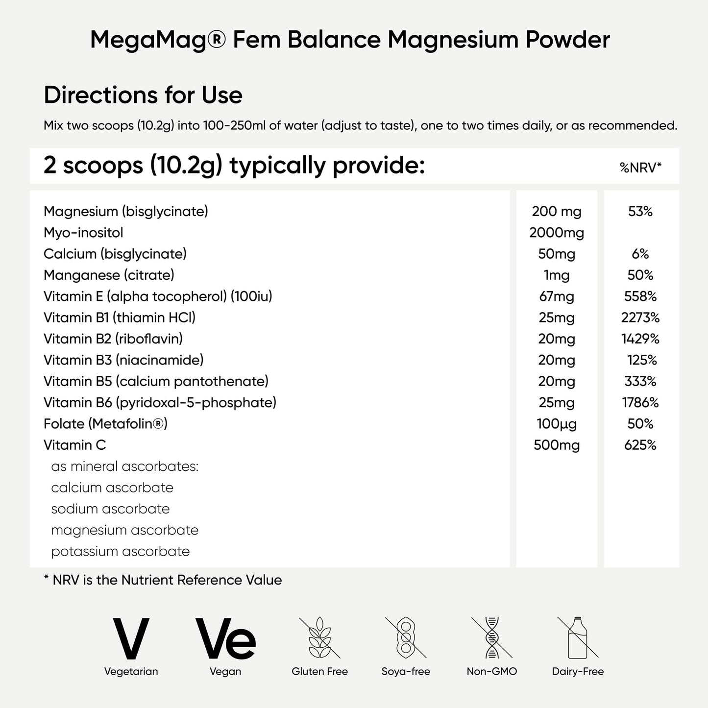 Nutri Advanced MegaMag Fem Balance Magnesium Glycinate Powder - Female Health & Hormone Balance - Citrus Orange, 30 Servings
