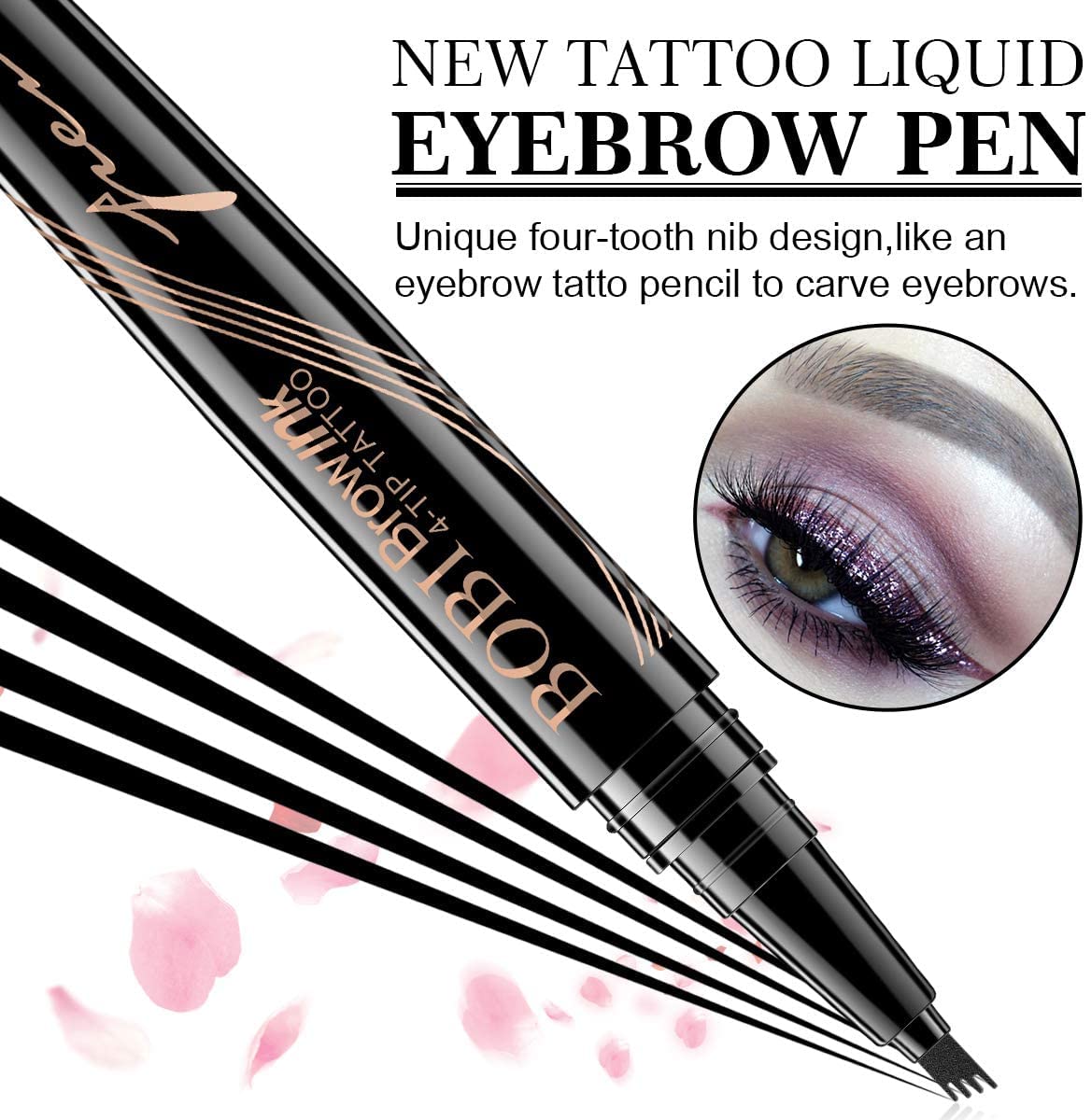 Eyebrow Pencil - Eyebrow Pen with Fork Tip Long-lasting Waterproof Eyebrow Pen and Smudgeproof Brow Pen for Naturally Defined Eyebrows(Dark Brown)