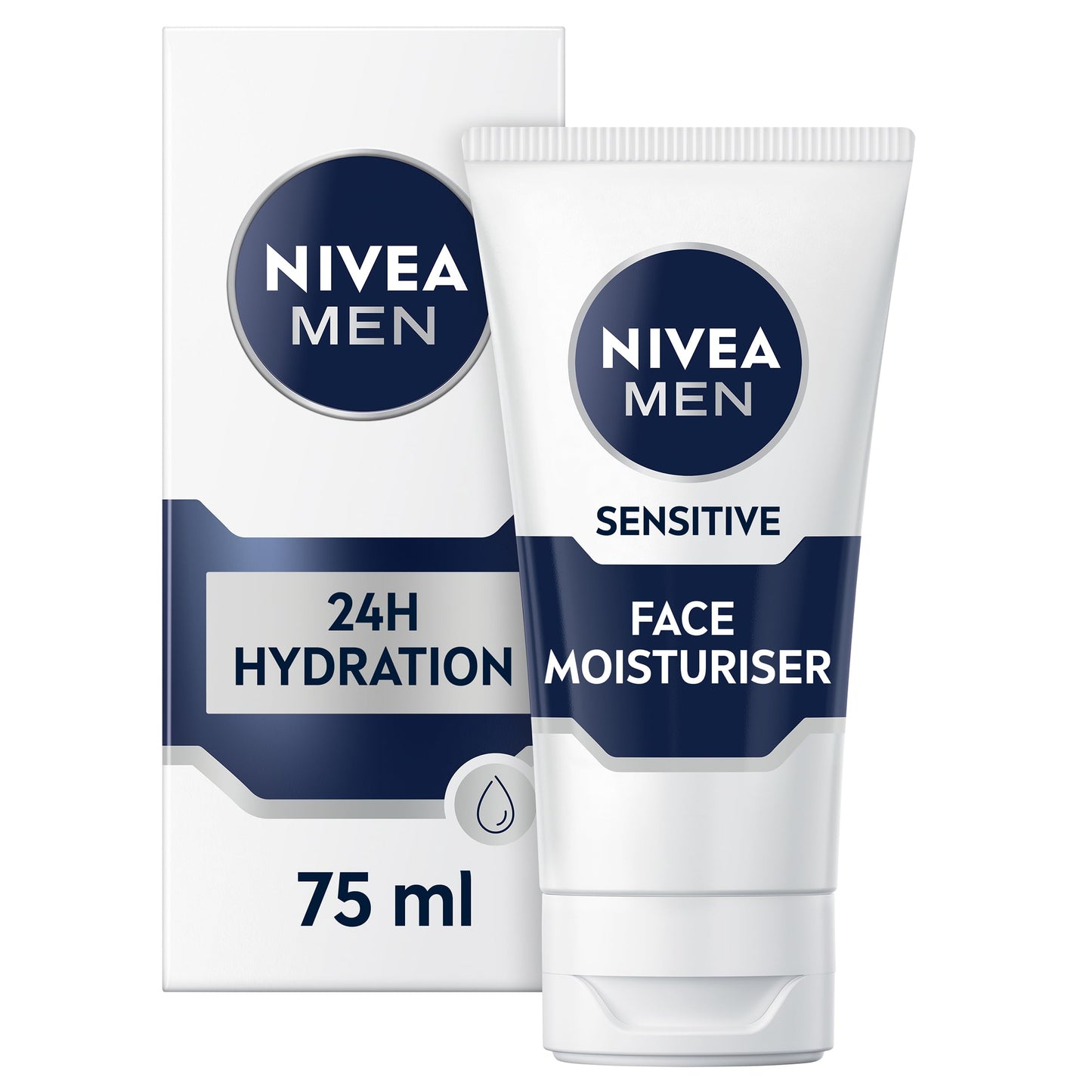 NIVEA MEN Sensitive Face Moisturiser (75ml), Men's Moisturiser with 0% Alcohol, Made for Sensitive Skin, Men's Skin Care Essentials (Packaging may vary)