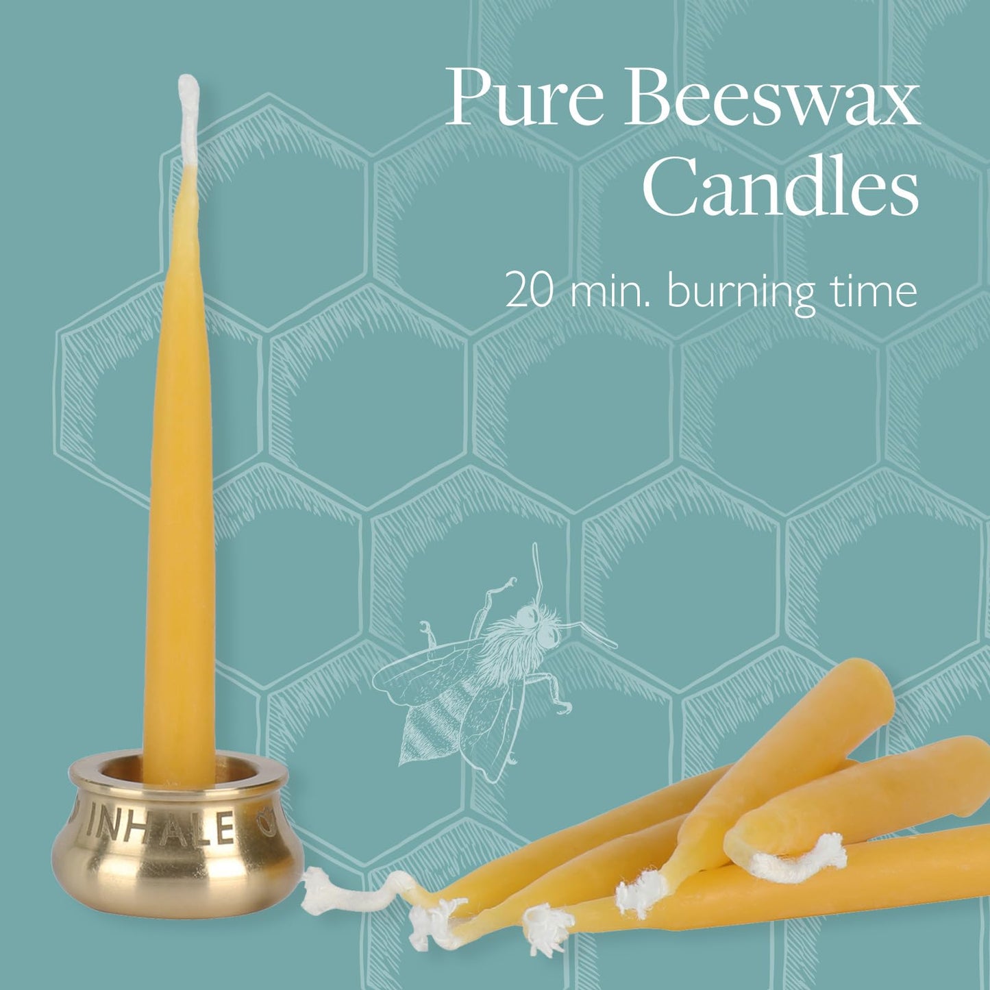 Scentered Aromatherapy Balm & Meditation Candle Set - Mindful Escape Relaxation - x12 Beeswax Candles with Brass Holder & x1 Essential Oil Blend Balm