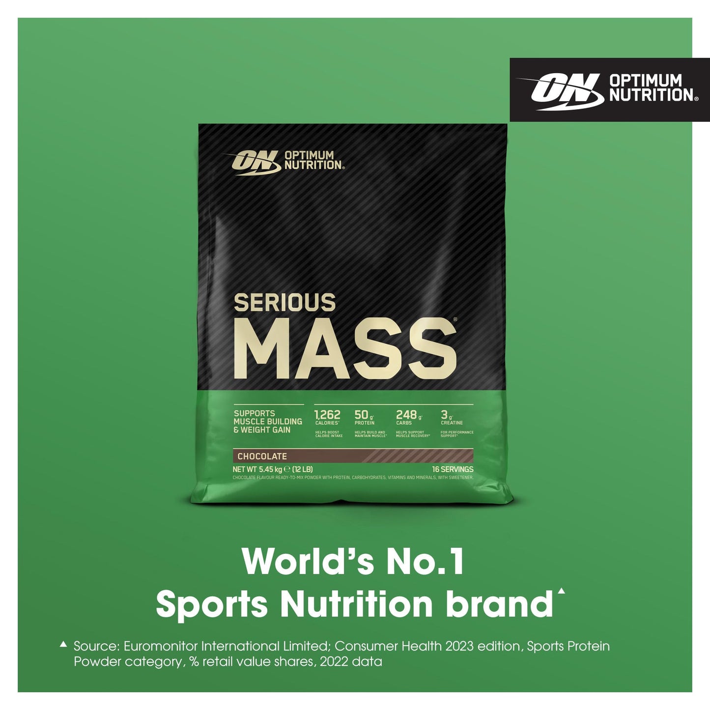 Optimum Nutrition Serious Mass Protein Powder High Calorie Mass Gainer with Vitamins, Creatine and Glutamine, Chocolate, 16 Servings, 5.45 kg