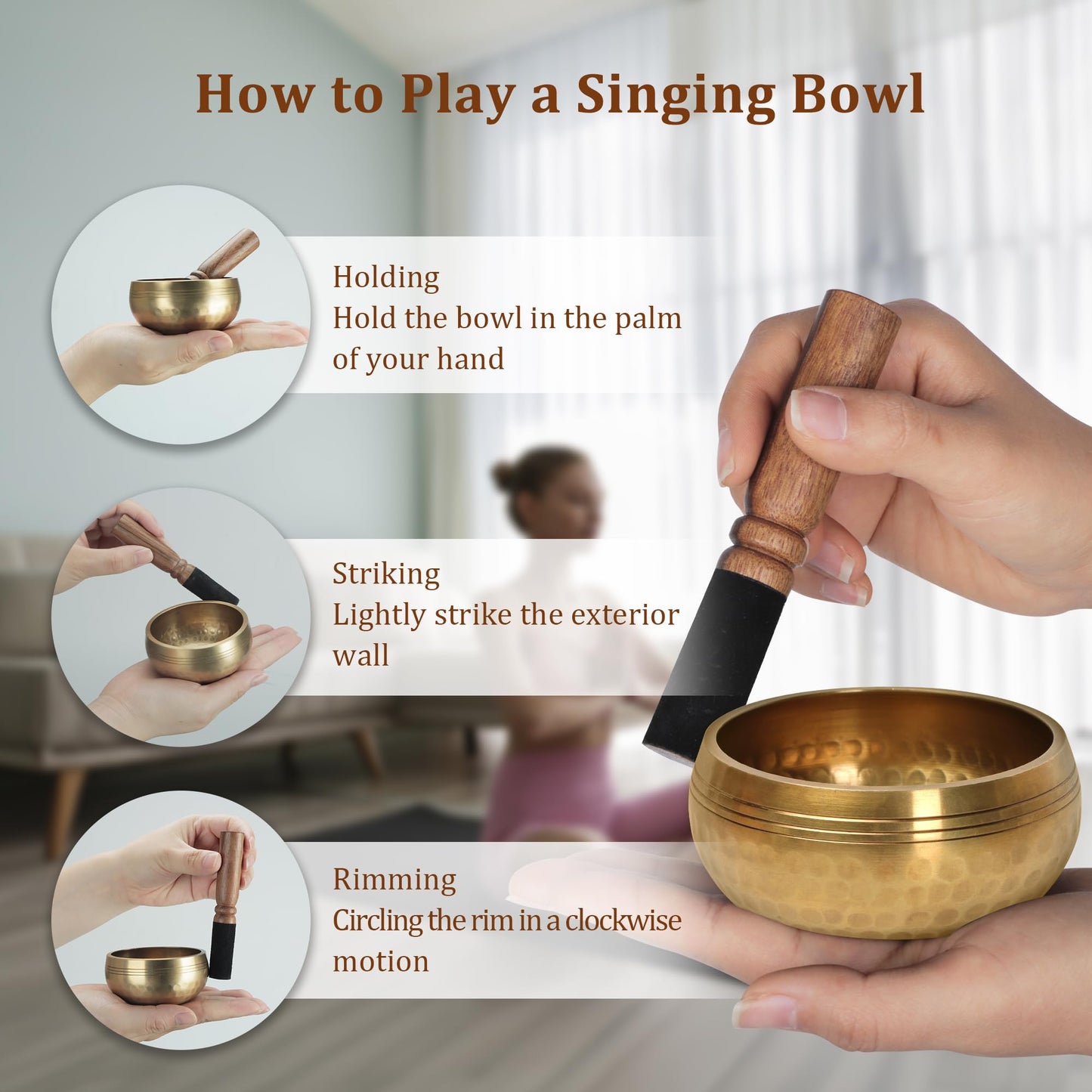 DiDiBirDi 3.14In Tibetan Singing Bowl Set 7 Chakra Crystal Stones Handmade in Nepal for Meditation,Mindfulness and Relaxations