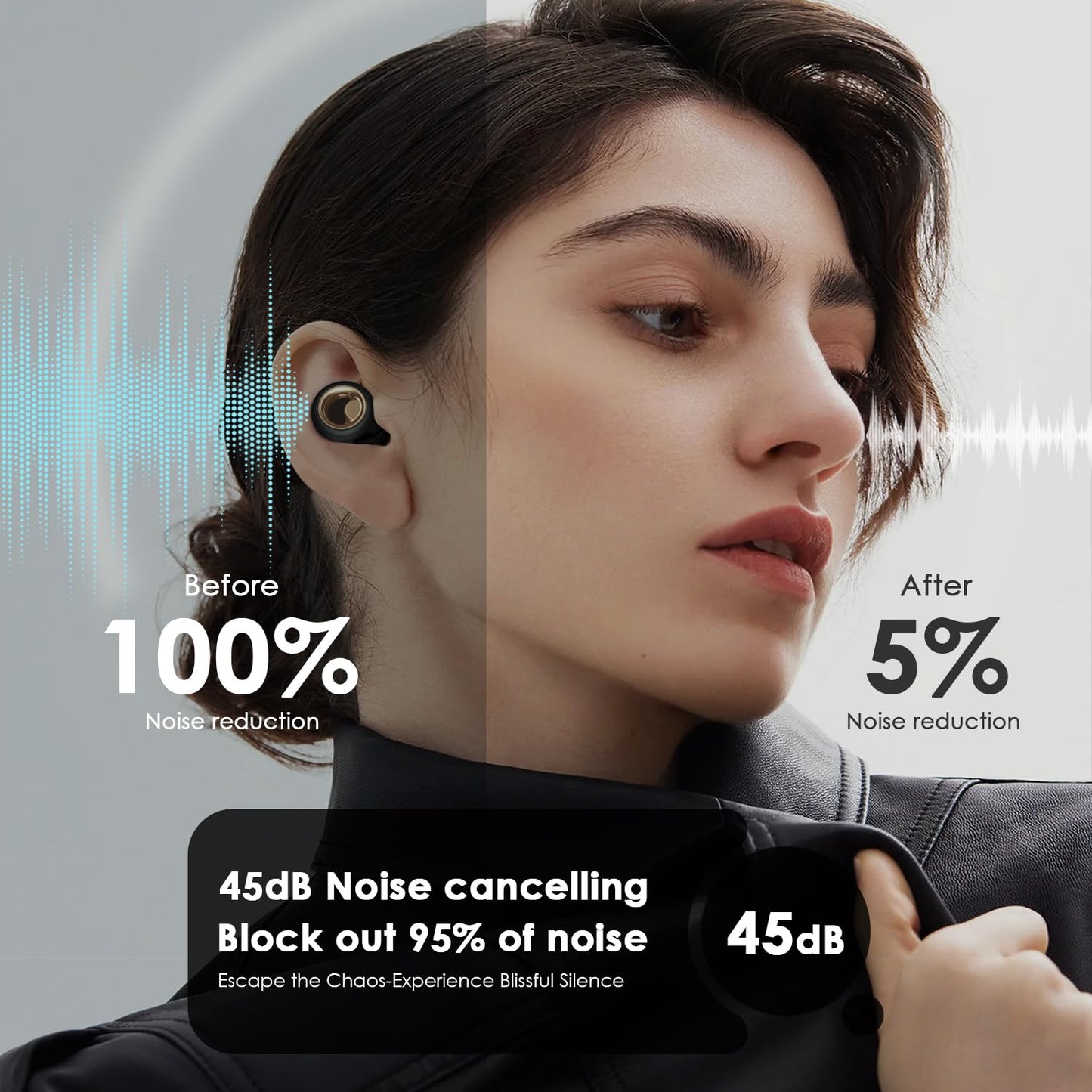Ear Plugs for Sleep Noise Cancelling,45dB Soft and Reusable Silicone Earplugs for Hearing Protection with 8 Ear Tips in Four Sizes (XS, S, M, L),for Noise Reduction (Black, 4 Sizes (1 Set))