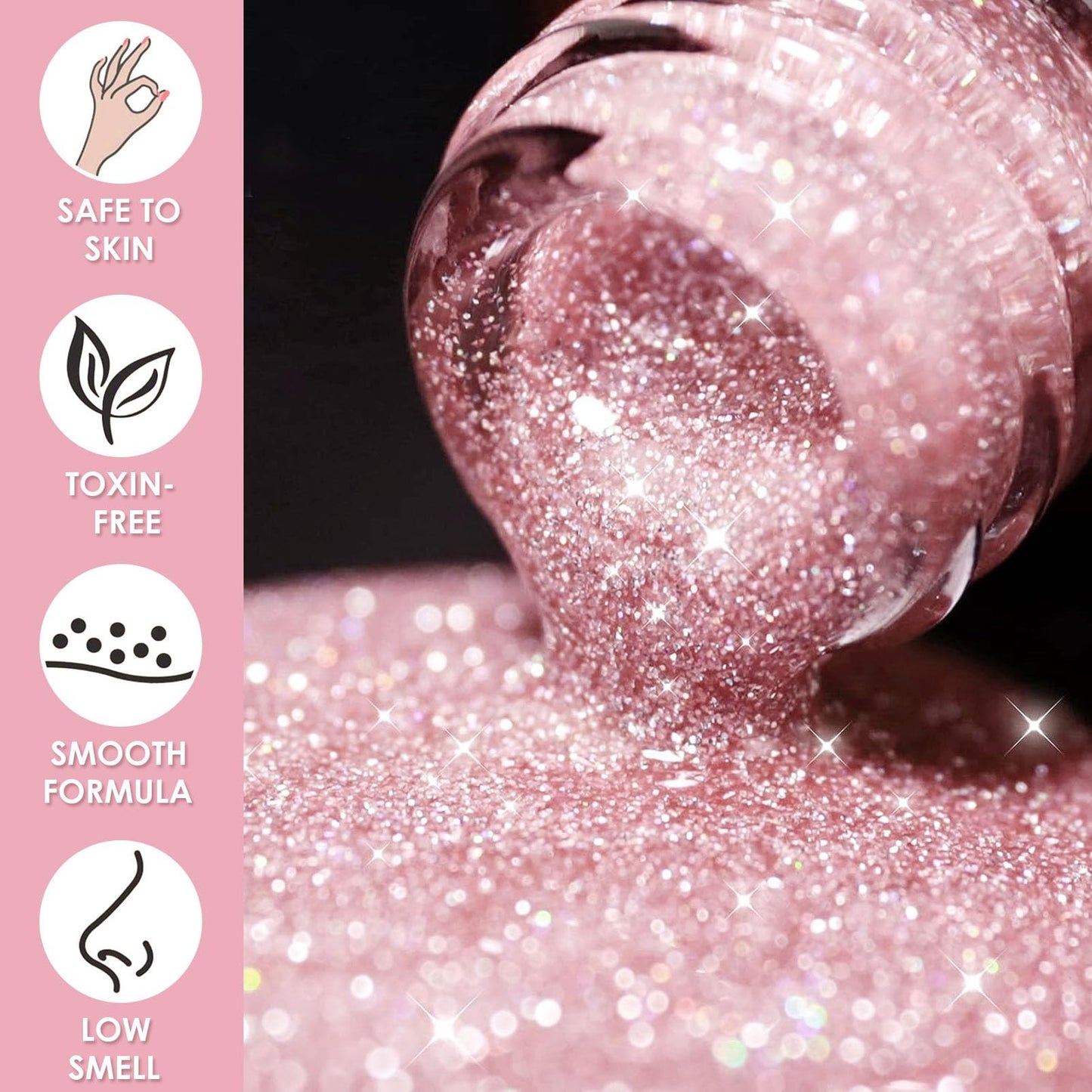 DMQ Nail Polish Set, 6Pcs Quick Dry & Long Lasting Nude Pink Red Nail Varnish - Non-Toxic Water Based Holographic Nail Polish Gel - No Need UV Nail Paint for DIY Nail Art Manicure at Home 8ML