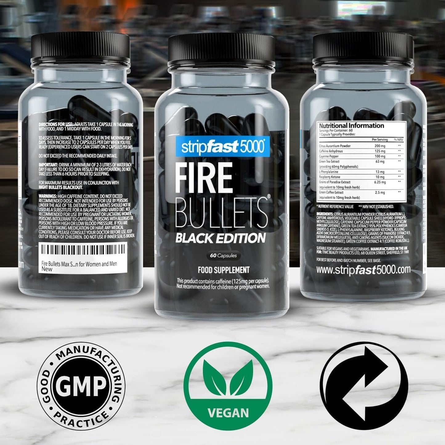 Fire Bullets Max Strength Black Edition for Women and Men - Pack of 1