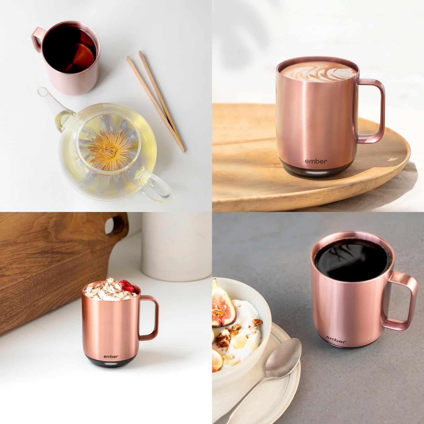 Ember Temperature Control Smart Mug 2-295 ml App-Controlled and Rechargeable Heated Coffee Mug with Intelligent LED Display, 1.5-hr Battery Life and Improved Design, Rose Gold