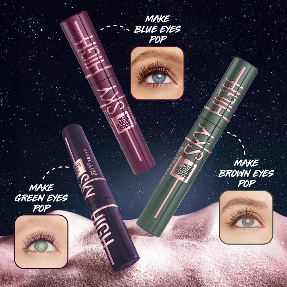 Maybelline Mascara, Lash Sensational Sky High Volumizing & Thickening, Eyelash Lengthening, Flake-Free Formula, Washable Mascara Infused with Bamboo Extract, Colour: Brown