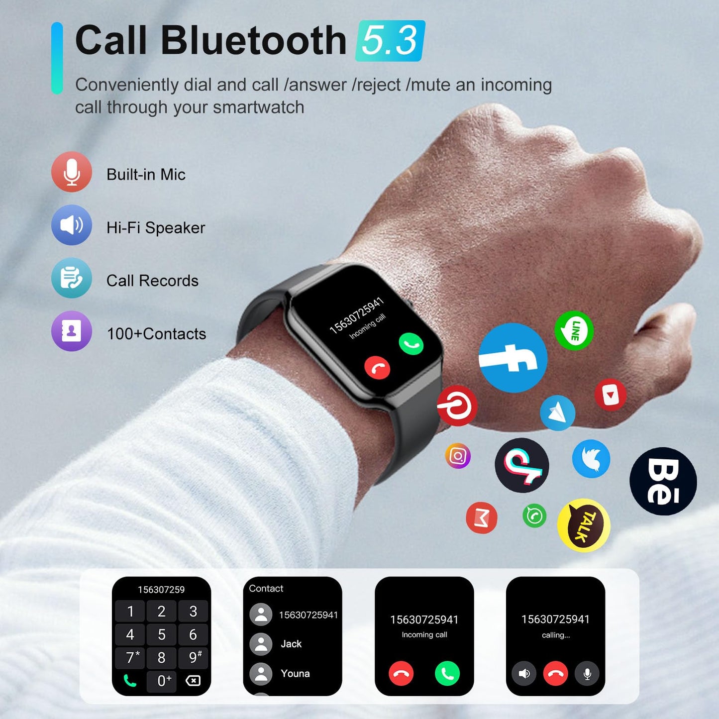 Smart Watch – Answer / Make Calls, 1.96" HD Fitness Smartwatch