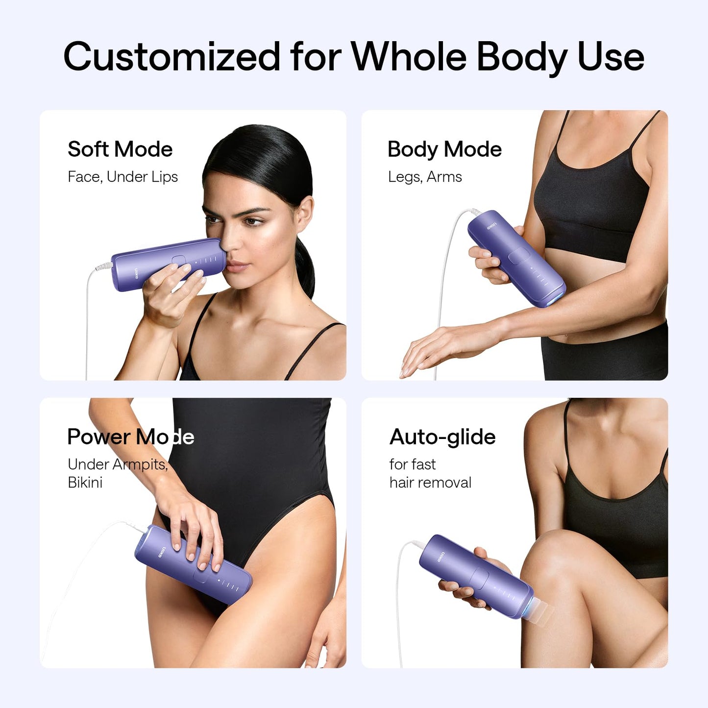 IPL Hair Removal, Ulike Air 3 Patented Sapphire Ice Cooling Technology for Truely Painless Hair Remove Experience, from Face to Toes IPL Hair Removal Device for Women and Men, Dark Purple