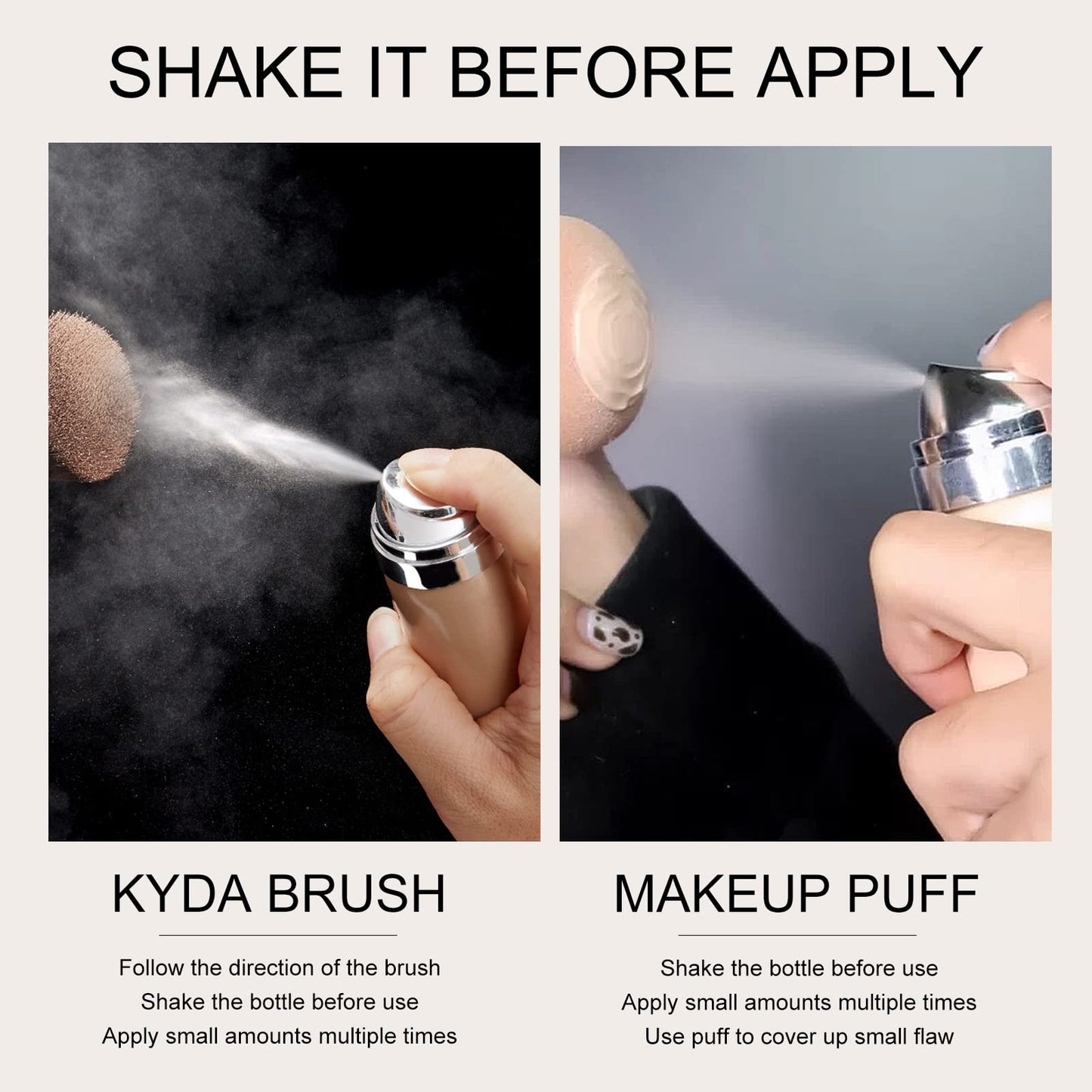KYDA AirBrush Foundation Spray, Silky Makeup, High Coverage Creamy Finish, Lasting Breathable, Moisturizing - #120 Classic Ivory