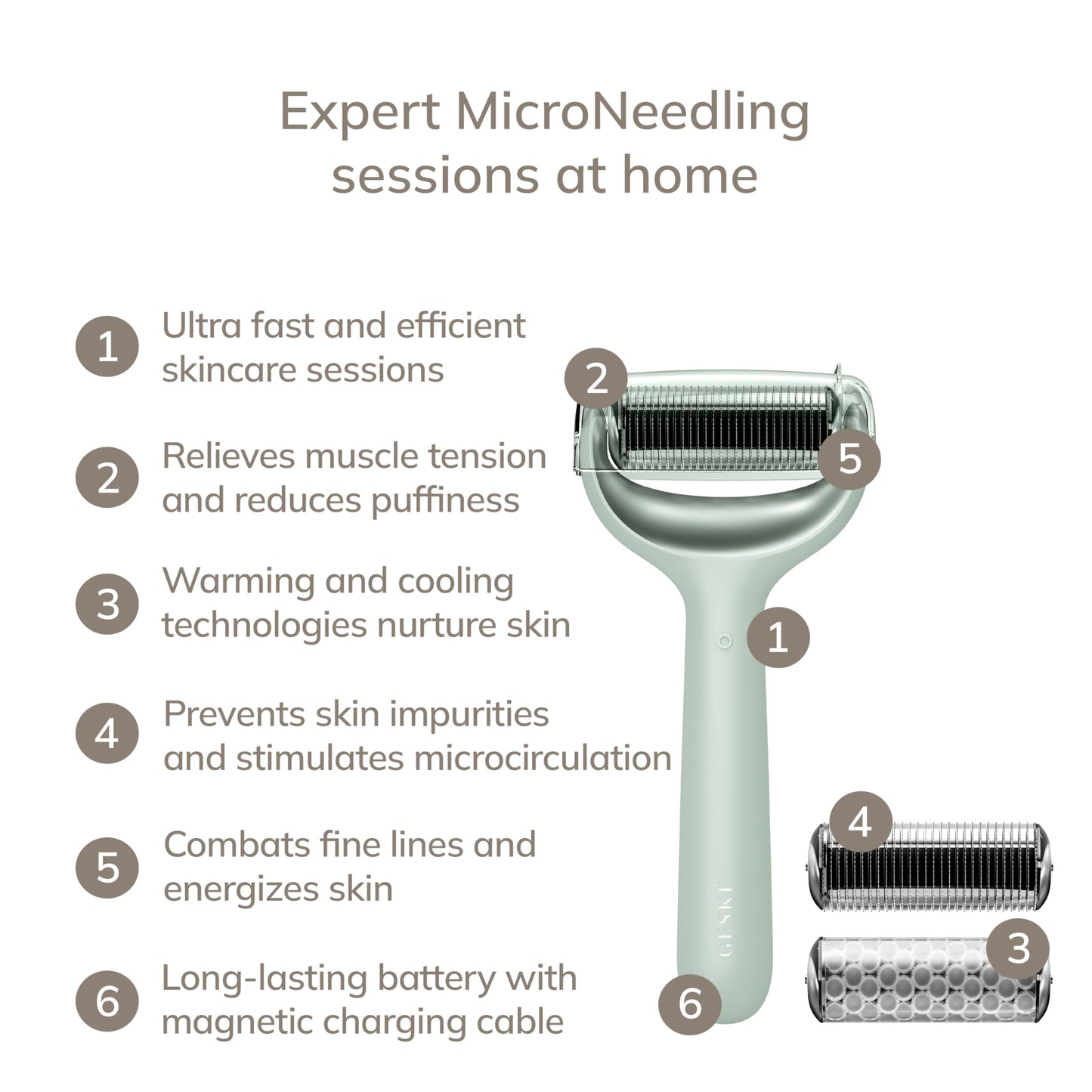 GESKE SmartAppGuided™ MicroNeedle Face & Body Roller | 8 in 1 | Derma Roller | Electric roller | Microneedling device | Needle roller | Beauty roller for face and body