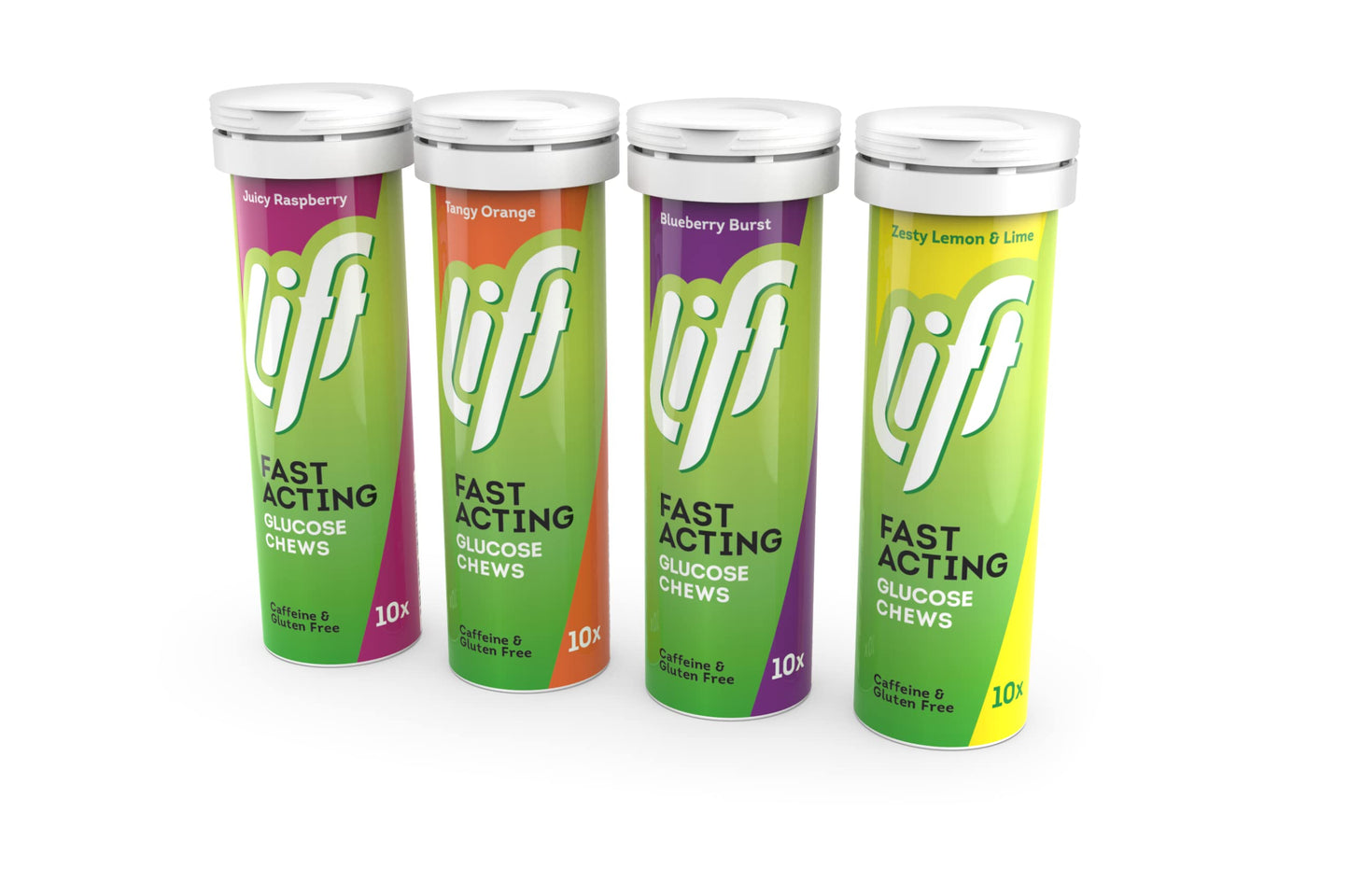 Lift Fast-Acting Glucose Chewable Energy Tablets, Raspberry, 12 Pack of 10-Tablet Tubes