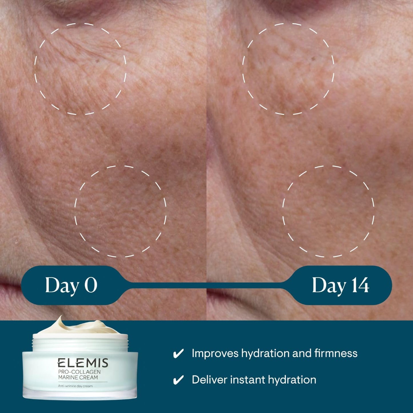 ELEMIS Pro-Collagen Marine Cream, Anti-Wrinkle Daily Face Moisturising Lotion, Hydrating Ultra-Light Gel-Cream Day Moisturiser Glowing and Rejuvenated, Suitable For All Skin Types, SPF 30