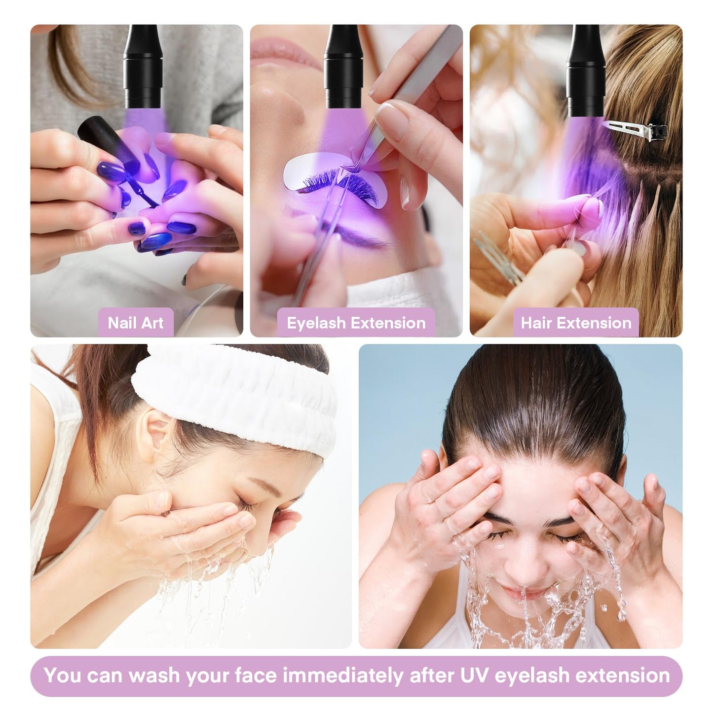 Lmaqfum UV Lash Light for Eyelash Extensions- Curing UV Eyelash Glue, 5W UV Lash Nail Tech Glue Lamp with Foot Pedal Control, Glue Cured in 2-3 Seconds, 10 Eye Patch+Goggles, Adjustable Spot Size