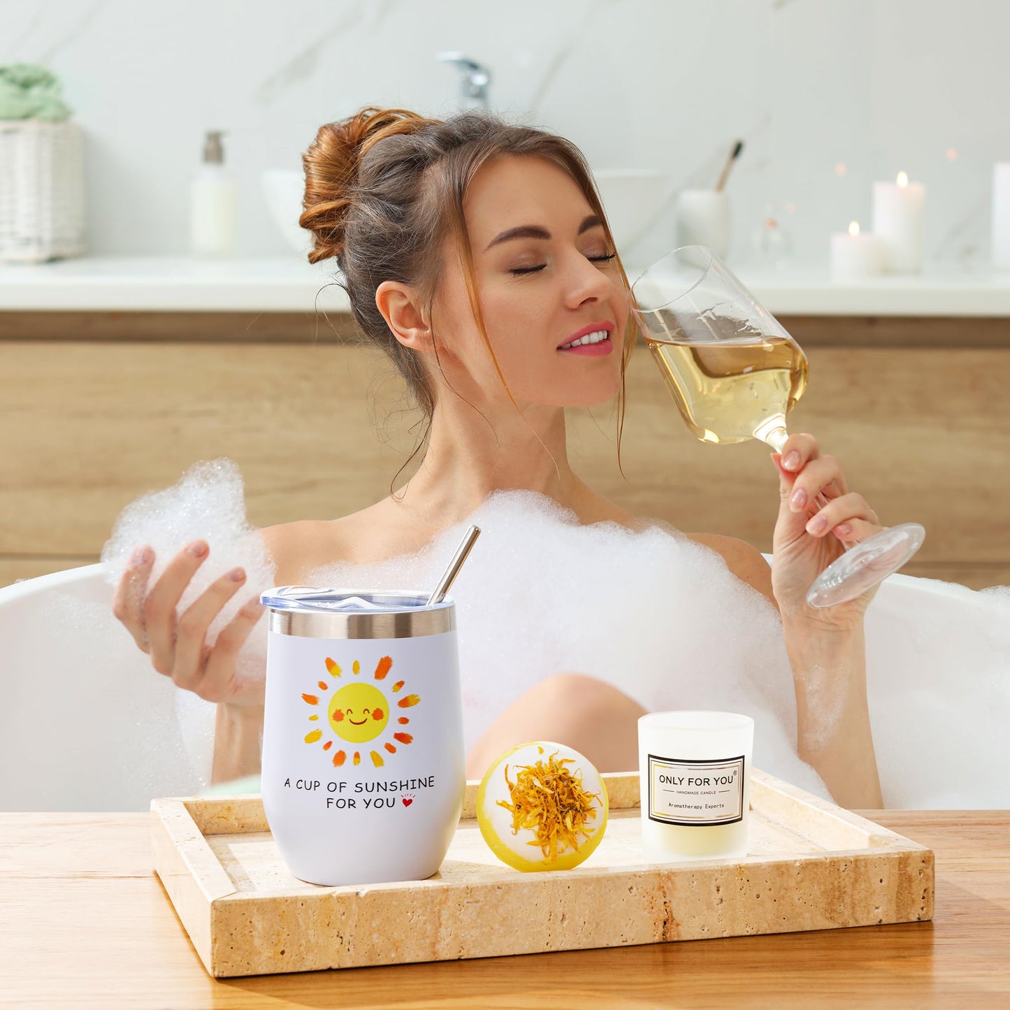 Sunflower Pamper Gifts for Women,Birthday Gift Set Self Care Package Relaxation Spa Bath Box for Mother, Get Well Soon Gift Baskets for Her, Hamper Gift for Women, Friend, Sister, Mom with Blanket