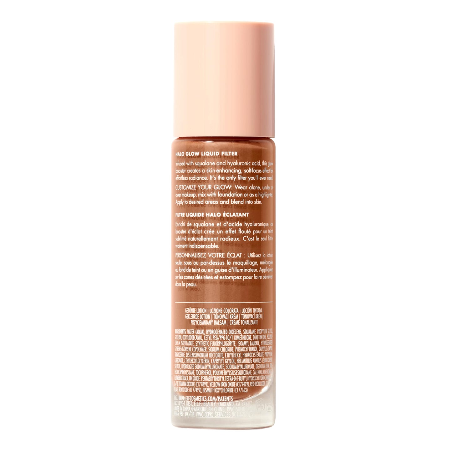 e.l.f. Halo Glow Liquid Filter, Complexion Booster For A Glowing, Soft-Focus Look, Infused With Hyaluronic Acid, Vegan & Cruelty-Free, 6 Tan - Deep