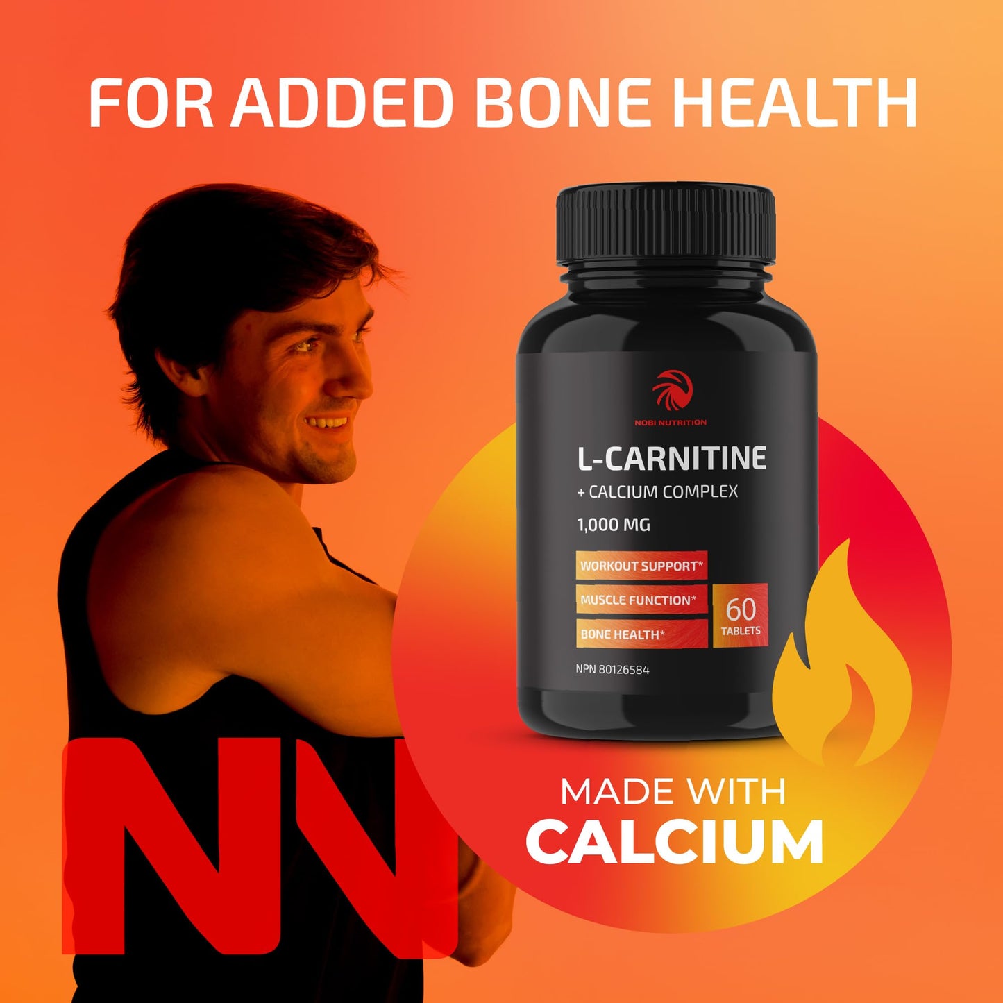 L Carnitine 1100mg | Performance, Fitness, Energy & Metabolism Support Supplement for Men & Women | L-Carnitine L Tartrate Complex to Support Thermogenesis & Weight Management | Vitamin D | 60 Tablets