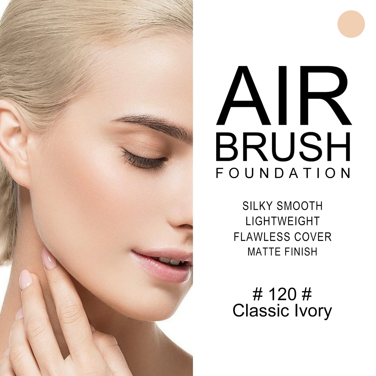 KYDA AirBrush Foundation Spray, Silky Makeup, High Coverage Creamy Finish, Lasting Breathable, Moisturizing - #120 Classic Ivory