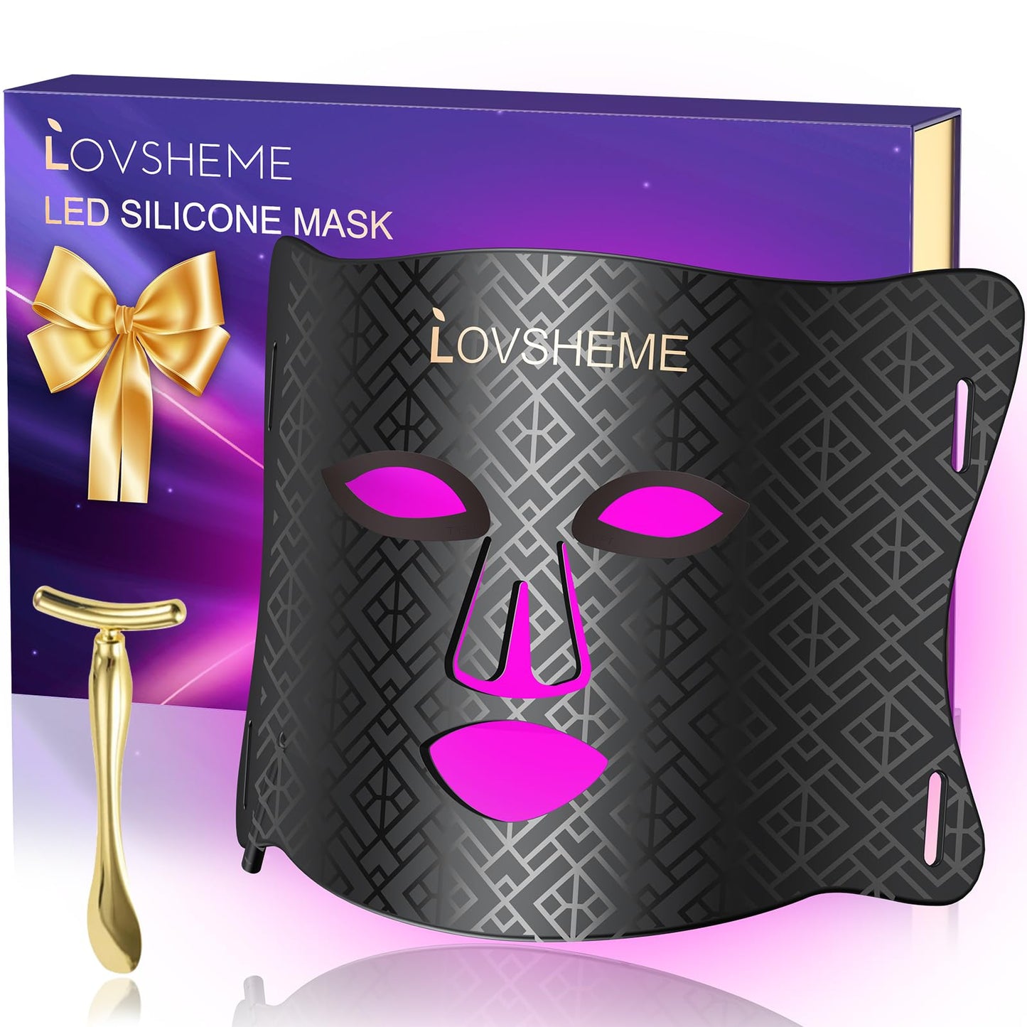Lovsheme LED Face Mask - FDA Approved Enhance Red Light Therapy Mask for Acne, Wrinkles, and Skin Rejuvenation - Professional Grade Home Skincare - 3 Light Modes & Timing Settings, Eye Protection