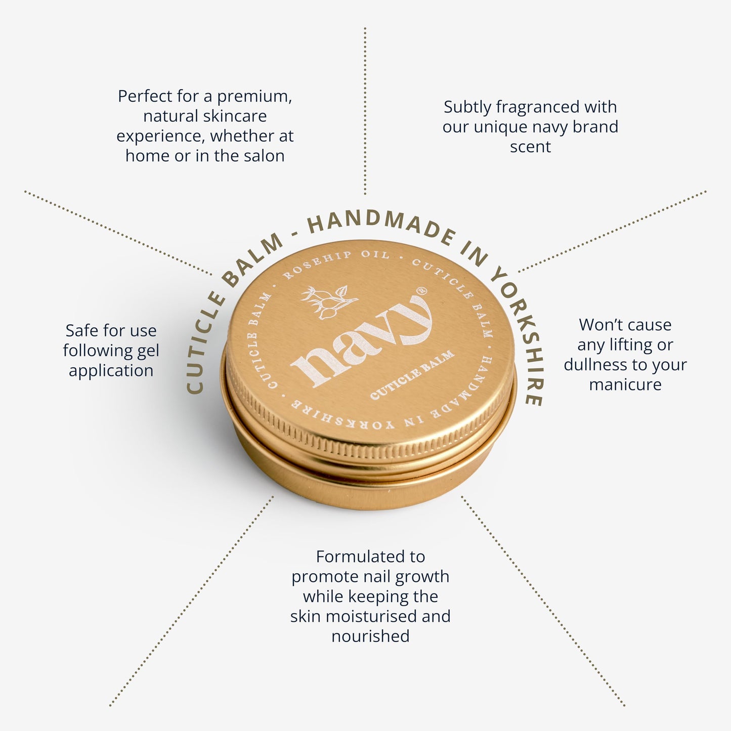 Navy Cuticle Balm - 30ml | Promote Nail Growth and Skin Moisturisation | Enriched with Rosehip Oil, Aloe Vera & Coconut Oil | Vegan & Cruelty-Free