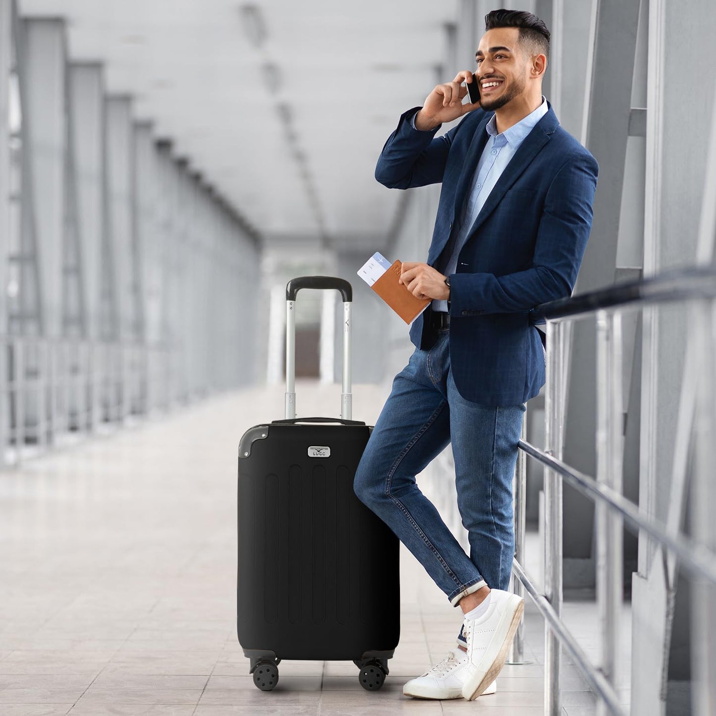 LUGG 20 Inch Skywander Lightweight Travel Cabin Bag - Carry On Approved Suitcase, ABS Shell Protection, Water Resistant & Safe Locking System - Easyjet Overhead Compliant (55x20x35cm)
