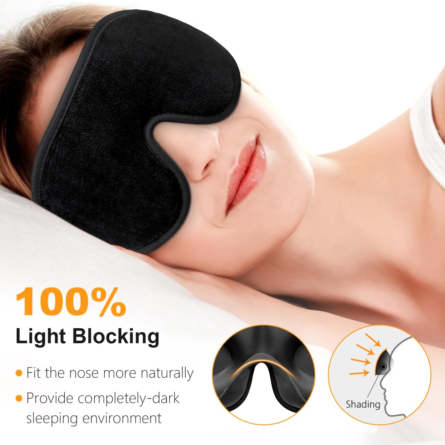 Gritin 100% Blackout Sleep Masks for Women & Men - Zero Eye Pressure Sleeping Eye Mask- Ergonomic Design 3D Cutout Eye Movement Friendly, Ultra Soft & Comfortable Eye Mask for Sleep/Nap/Travel
