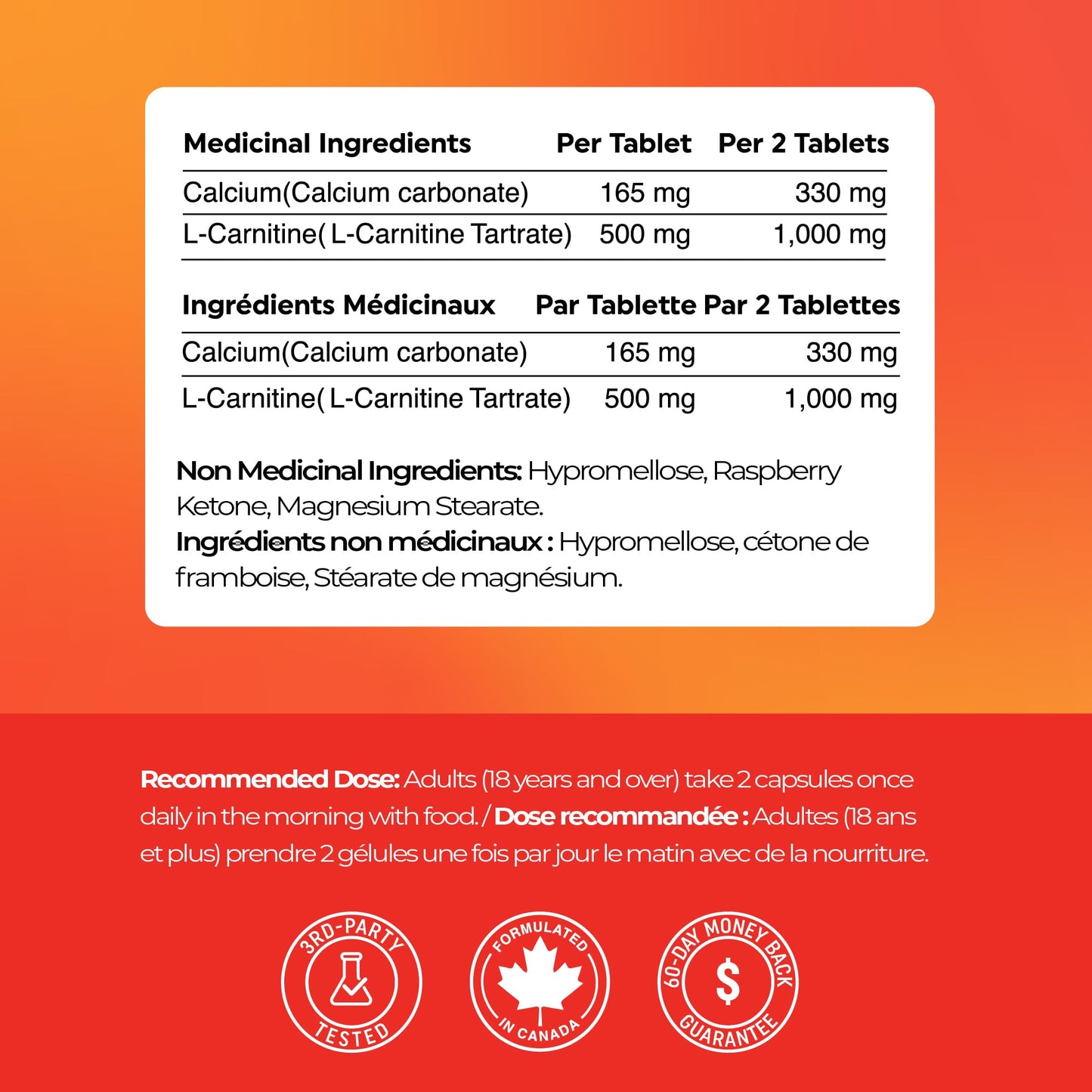 L Carnitine 1100mg | Performance, Fitness, Energy & Metabolism Support Supplement for Men & Women | L-Carnitine L Tartrate Complex to Support Thermogenesis & Weight Management | Vitamin D | 60 Tablets