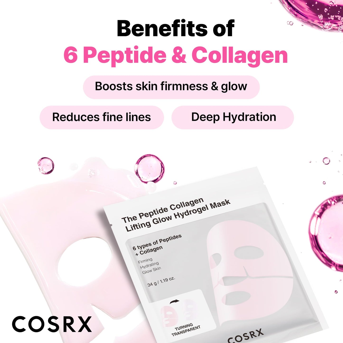COSRX Peptide Collagen Lifting Glow Masks – Pack of 3 | TRYTLION