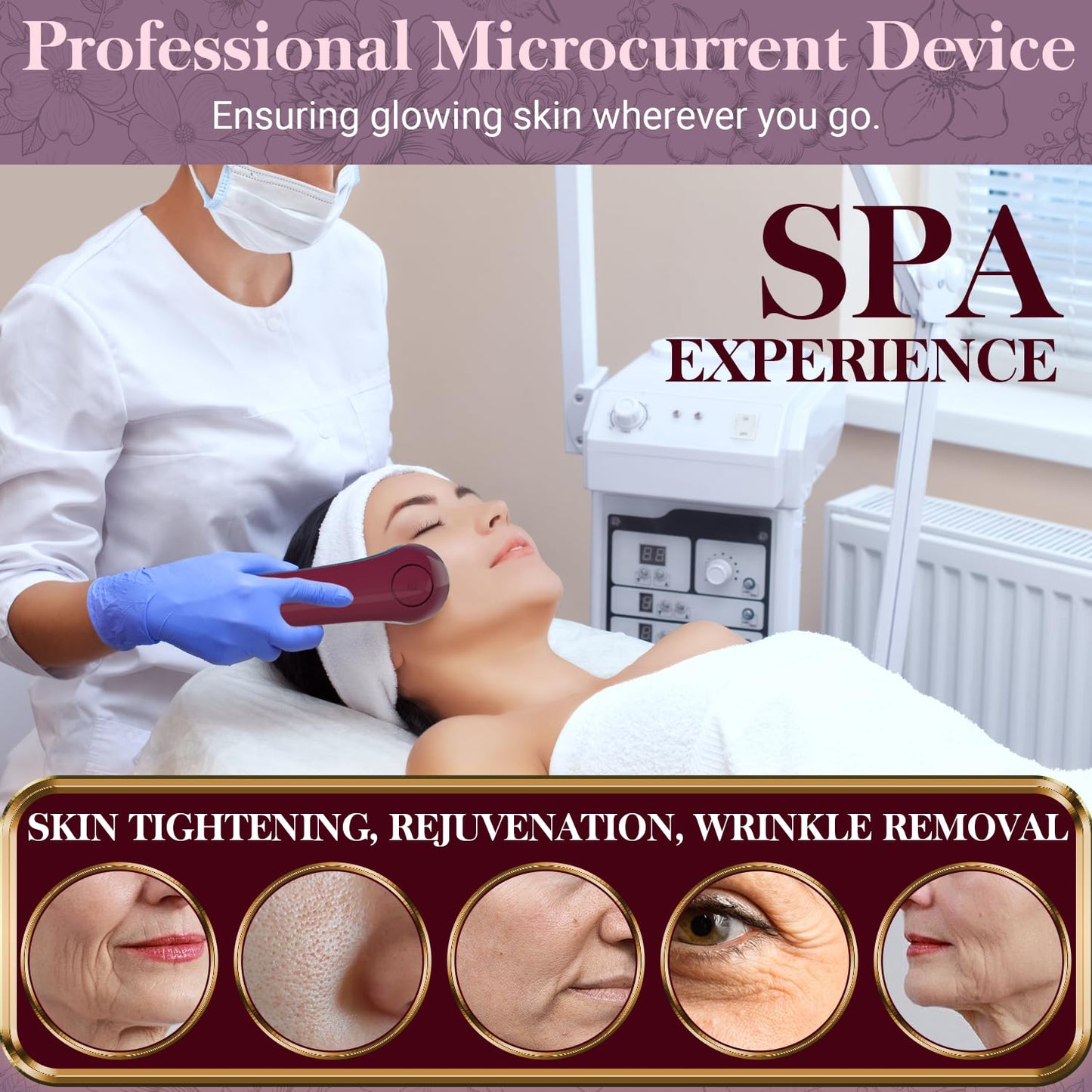 Smart Photon Micro-Current Device - UUPAS LED Red Blue Light Therapy Wand Device for Face - Radio Frequency and EMS Microcurrent Facial Machine - Skin Tightening,Lifting,Anti Aging Facial Massager