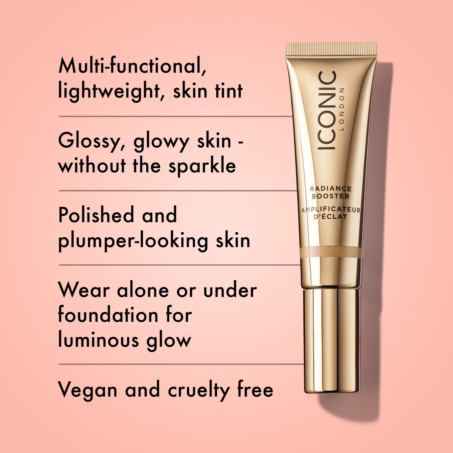 ICONIC London Radiance Booster – Sheer Tinted Primer with Radiant Glow, Caramel Glow, 30ml