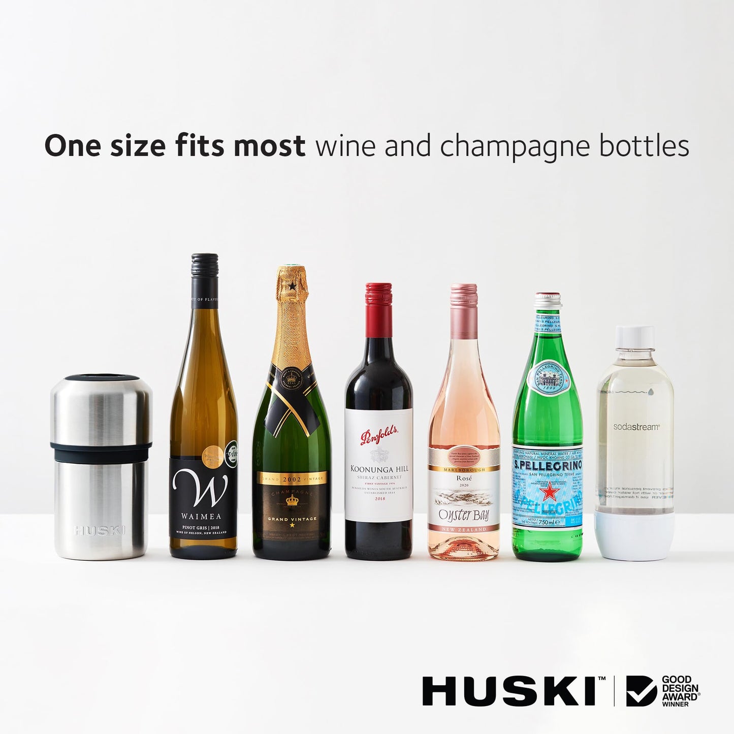 Huski Wine Cooler | Award Winning Iceless Design | Keeps Wine Cold up to 6 Hours | Wine Accessory | Next Generation Ice Bucket | Fits Some Champagne Bottles | Perfect Gift for Wine Lovers (Stone Grey)