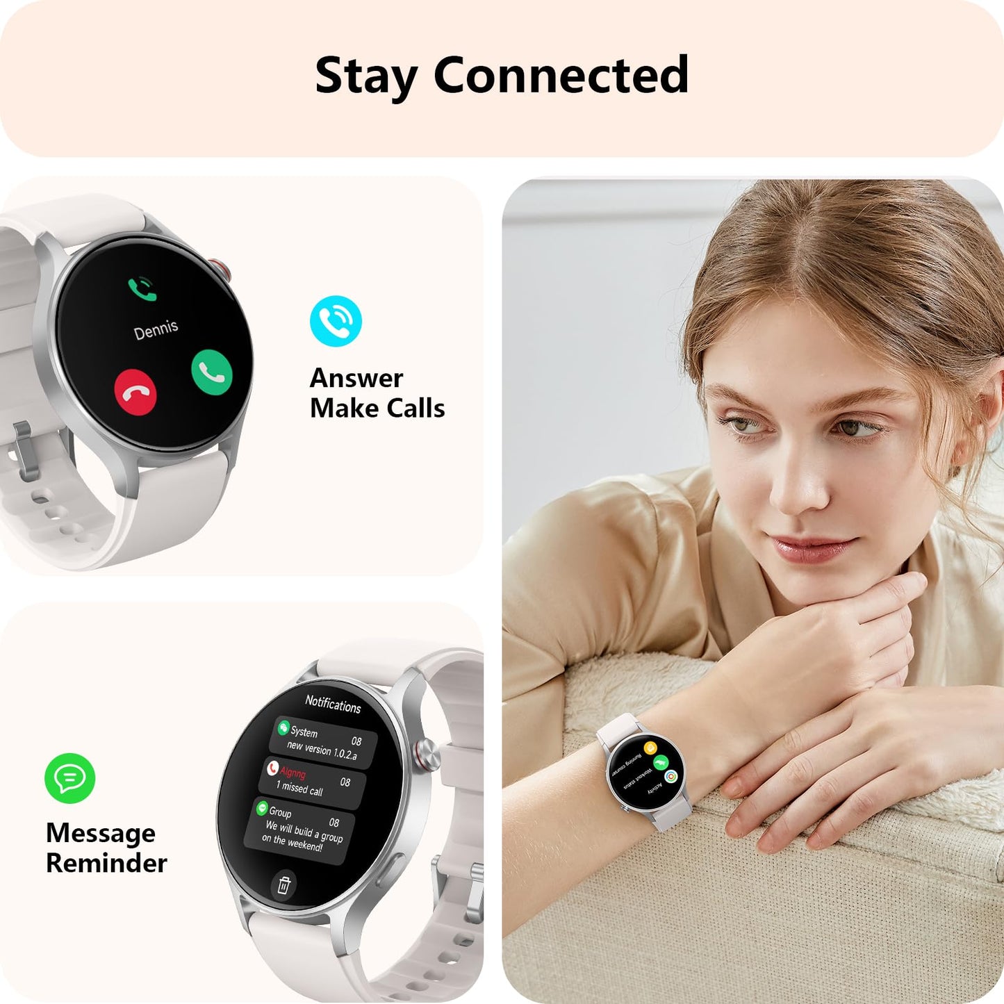 aeac Smart Watch for Women, AMOLED Ultra-Clear Screen Activity Trackers with Heart Rate/Sleep/SpO2 Monitor, Smartwatch for iPhone/Samsung/Android, 110+ Sport Modes Waterproof Fitness Watch (Gray)